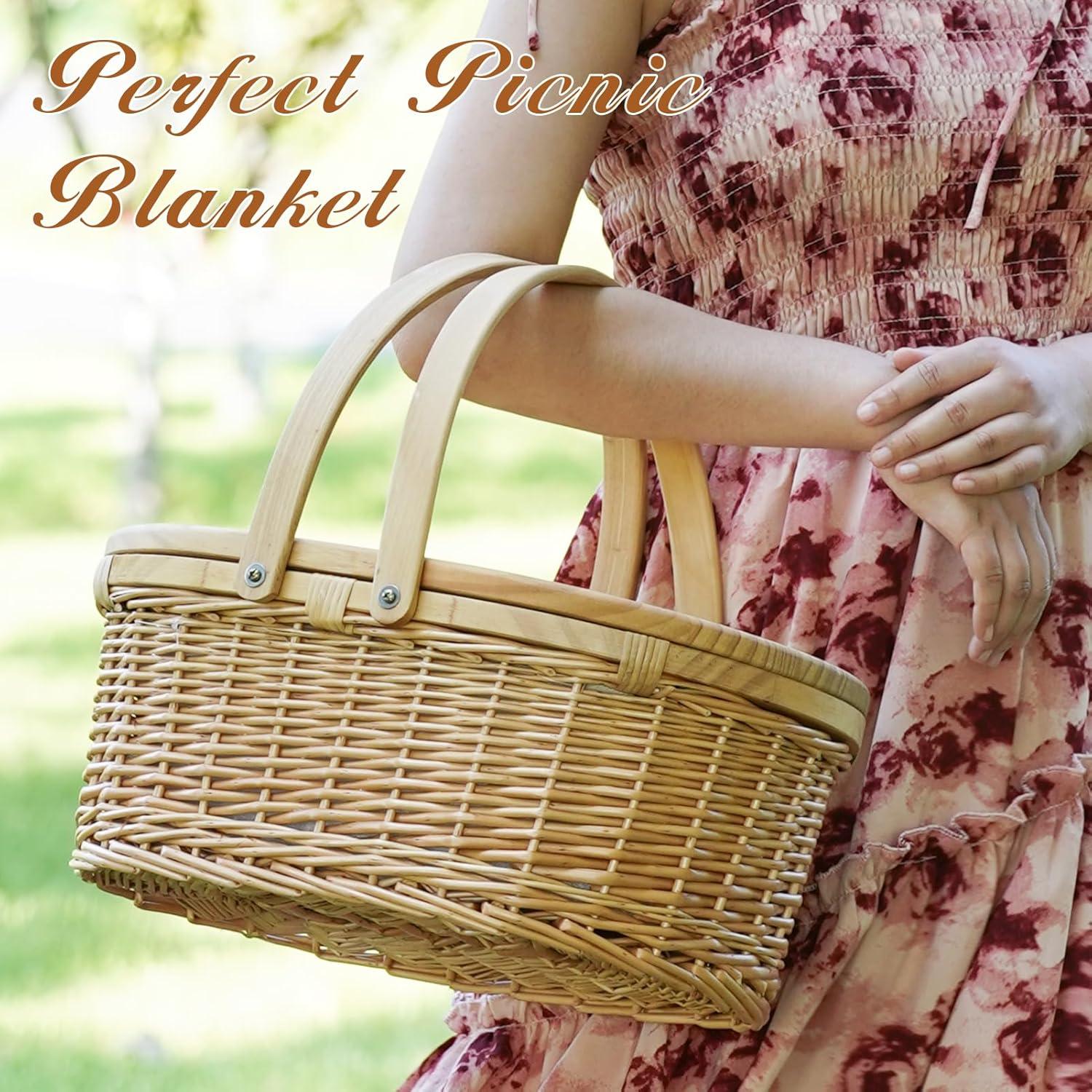 Cesta de Picnic de Mimbre WICKERLAND con Mesa y Enfriador