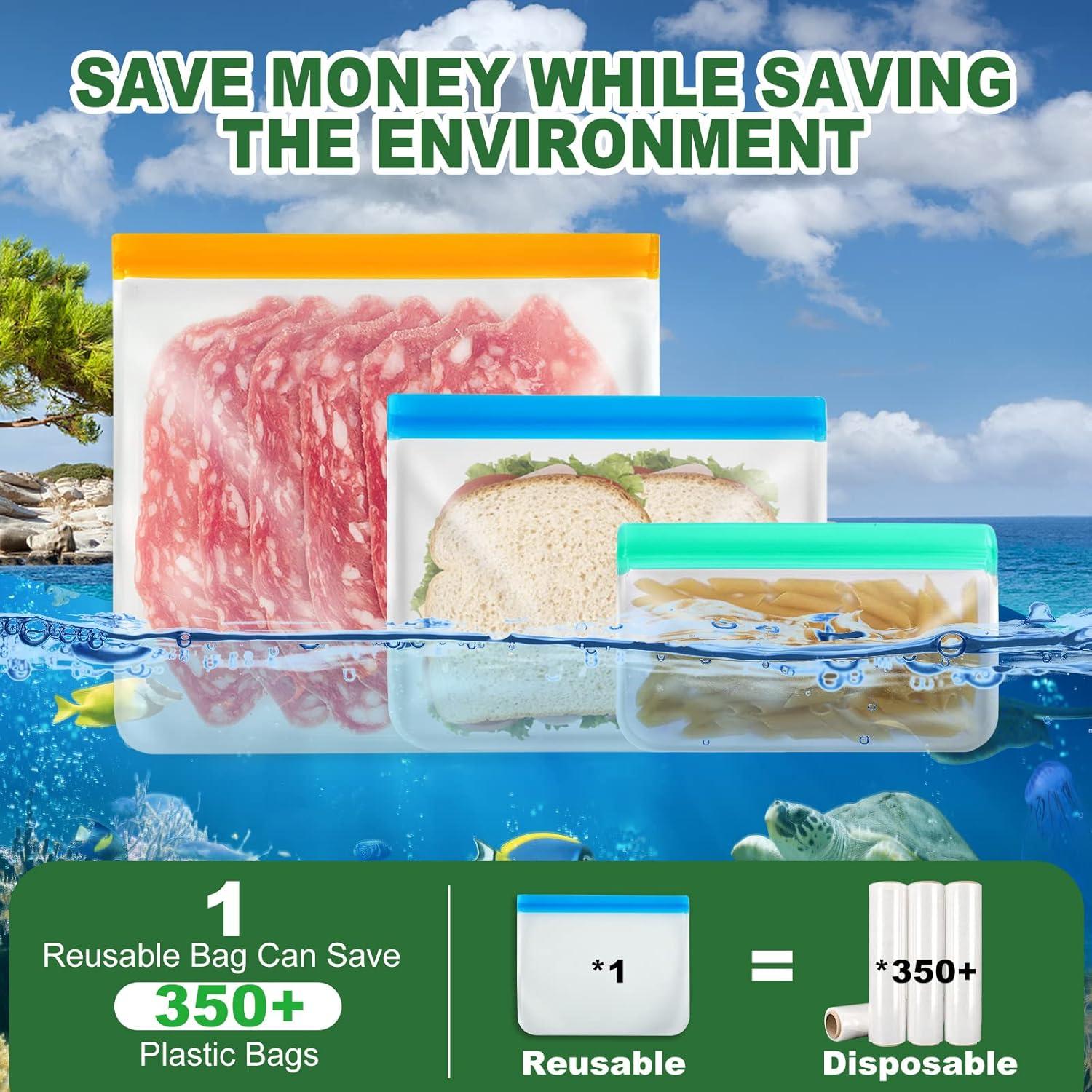 Paquete de 10 Bolsas de Silicona Reutilizables AURUZA