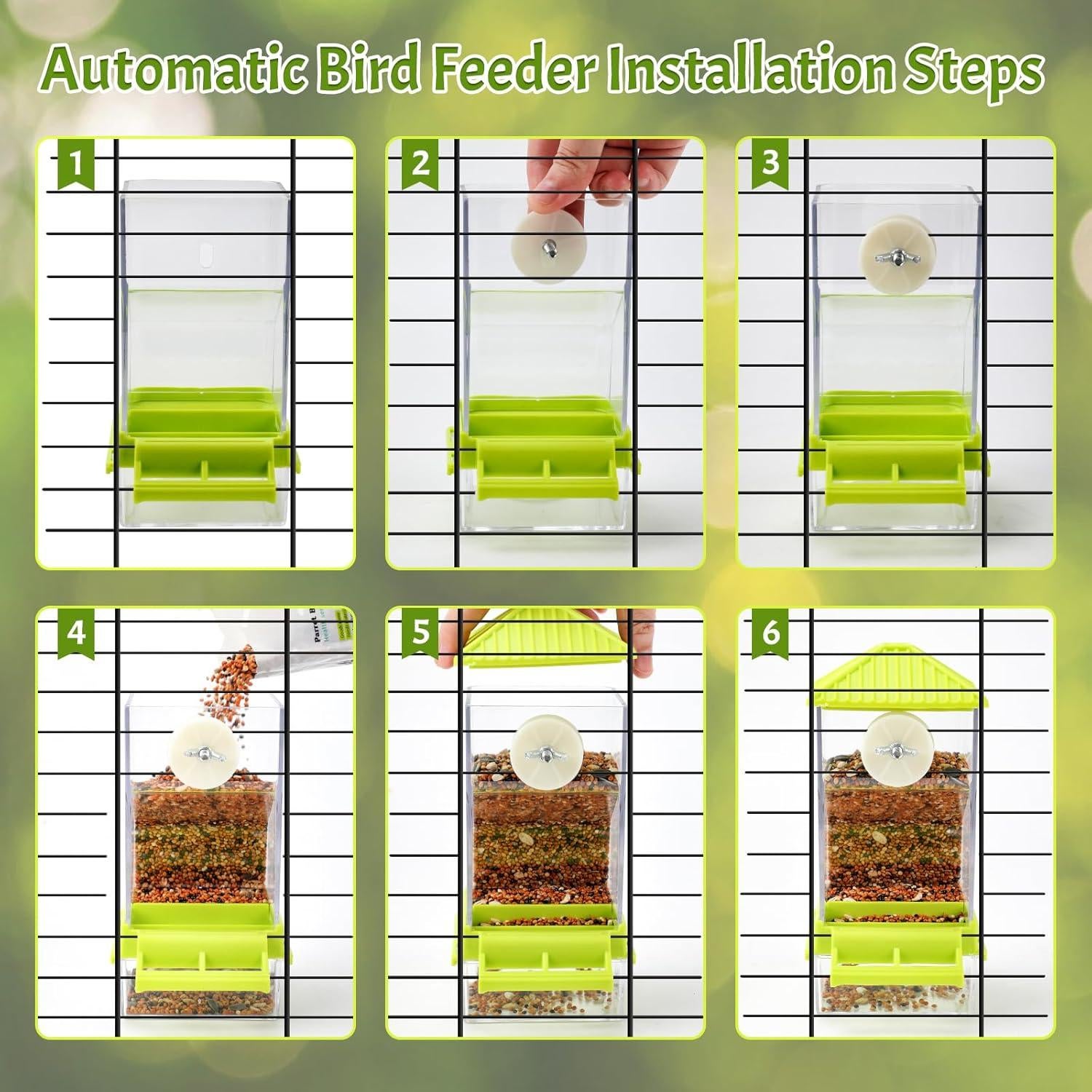 Alimentador Automático de Aves Rypet Verde + Bebedero 500g