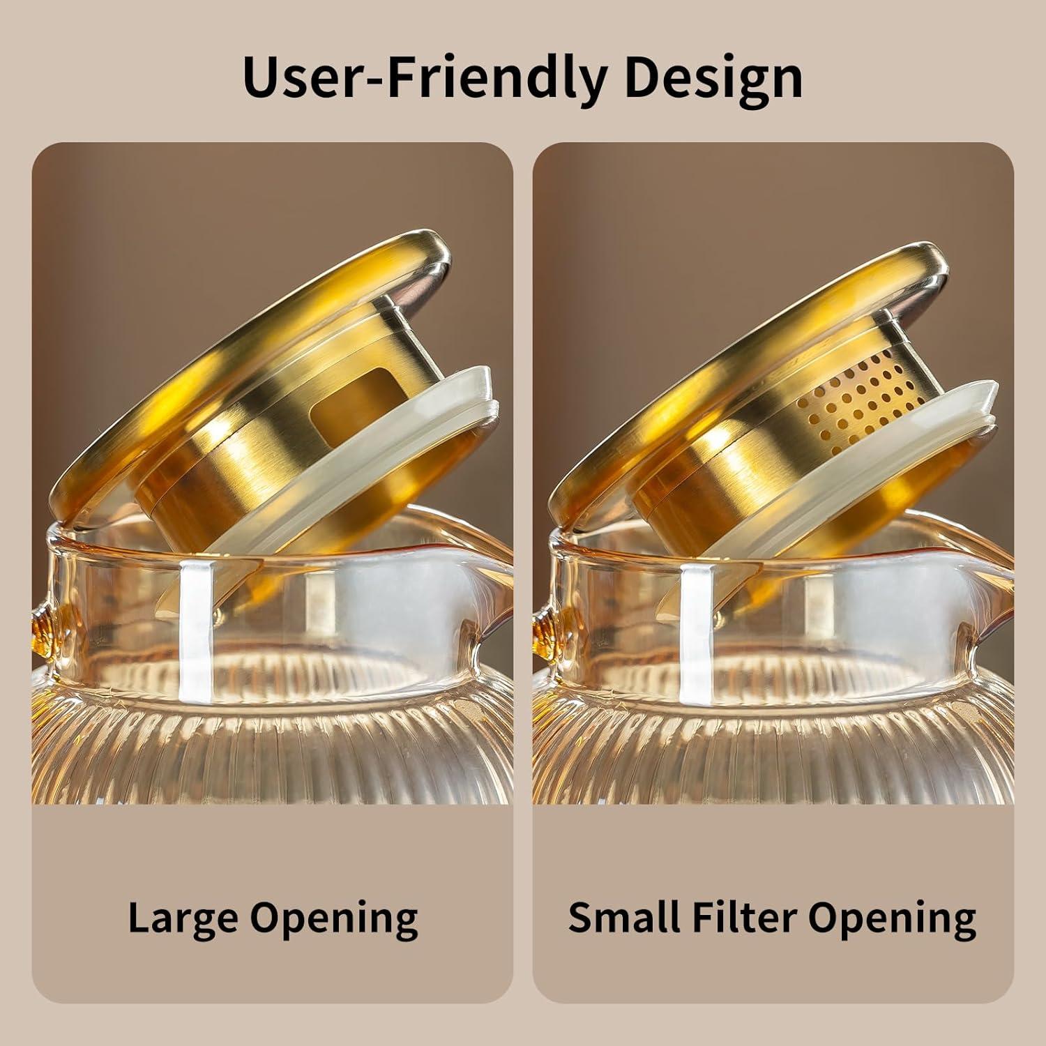 Jarra de Vidrio Buaic 2L con Tapa Acero Inoxidable Ámbar