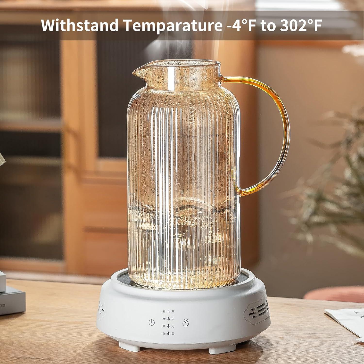 Jarra de Vidrio Buaic 2L con Tapa Acero Inoxidable Ámbar