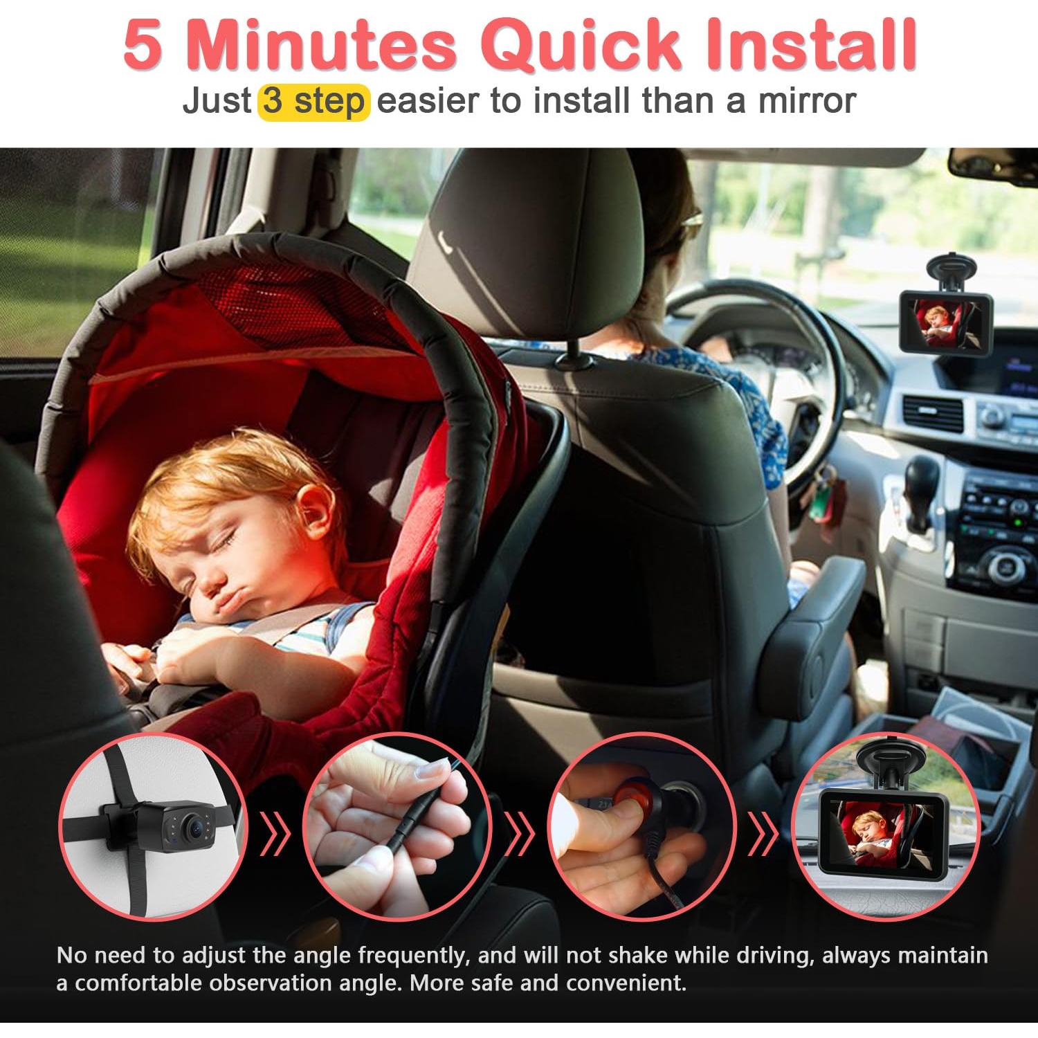 Cámara de Auto para Bebé Itomoro 1080P con Visión Nocturna 4.3''