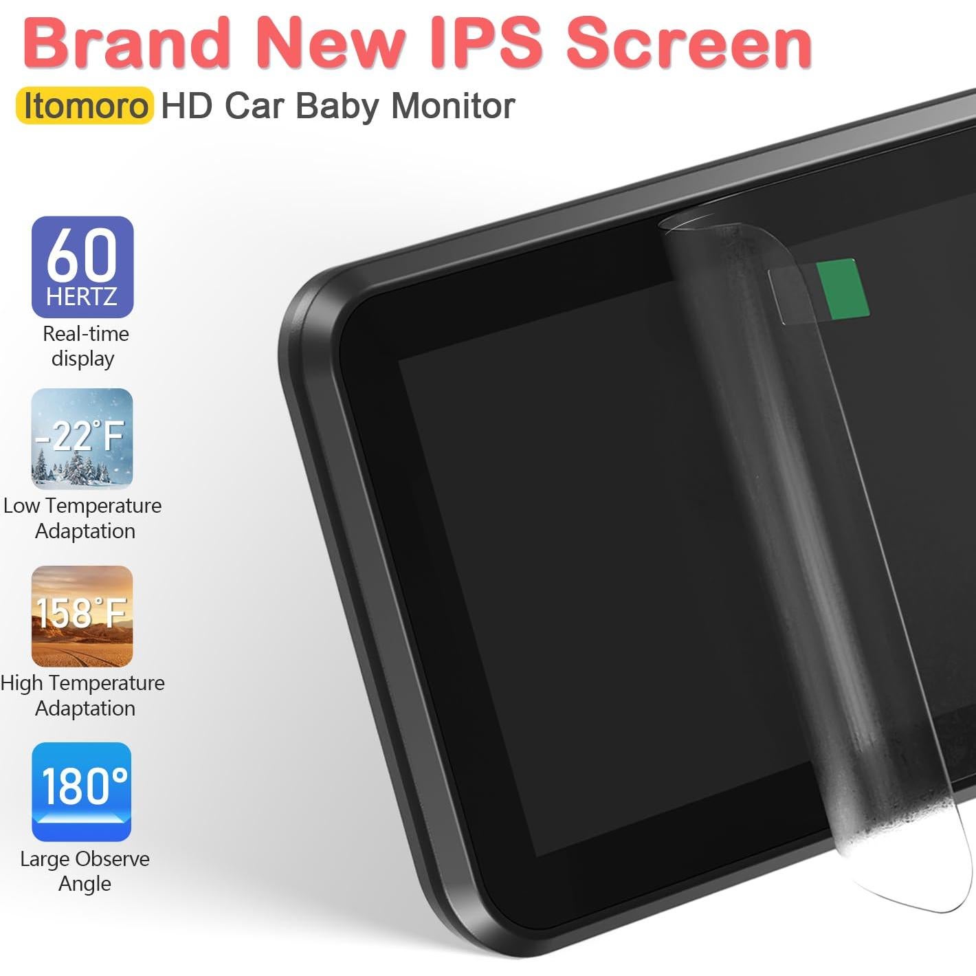 Cámara de Auto para Bebé Itomoro 1080P con Visión Nocturna 4.3''