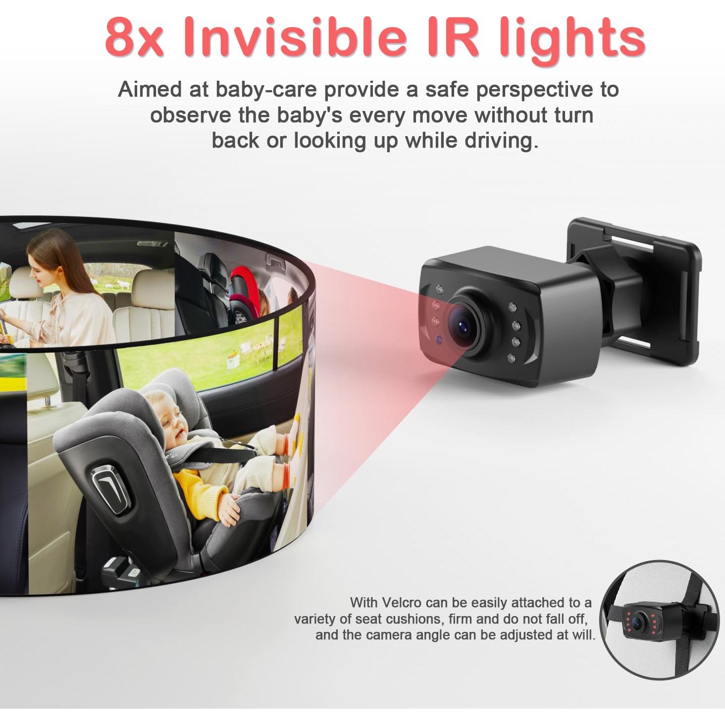 Cámara de Auto para Bebé Itomoro 1080P con Visión Nocturna 4.3''