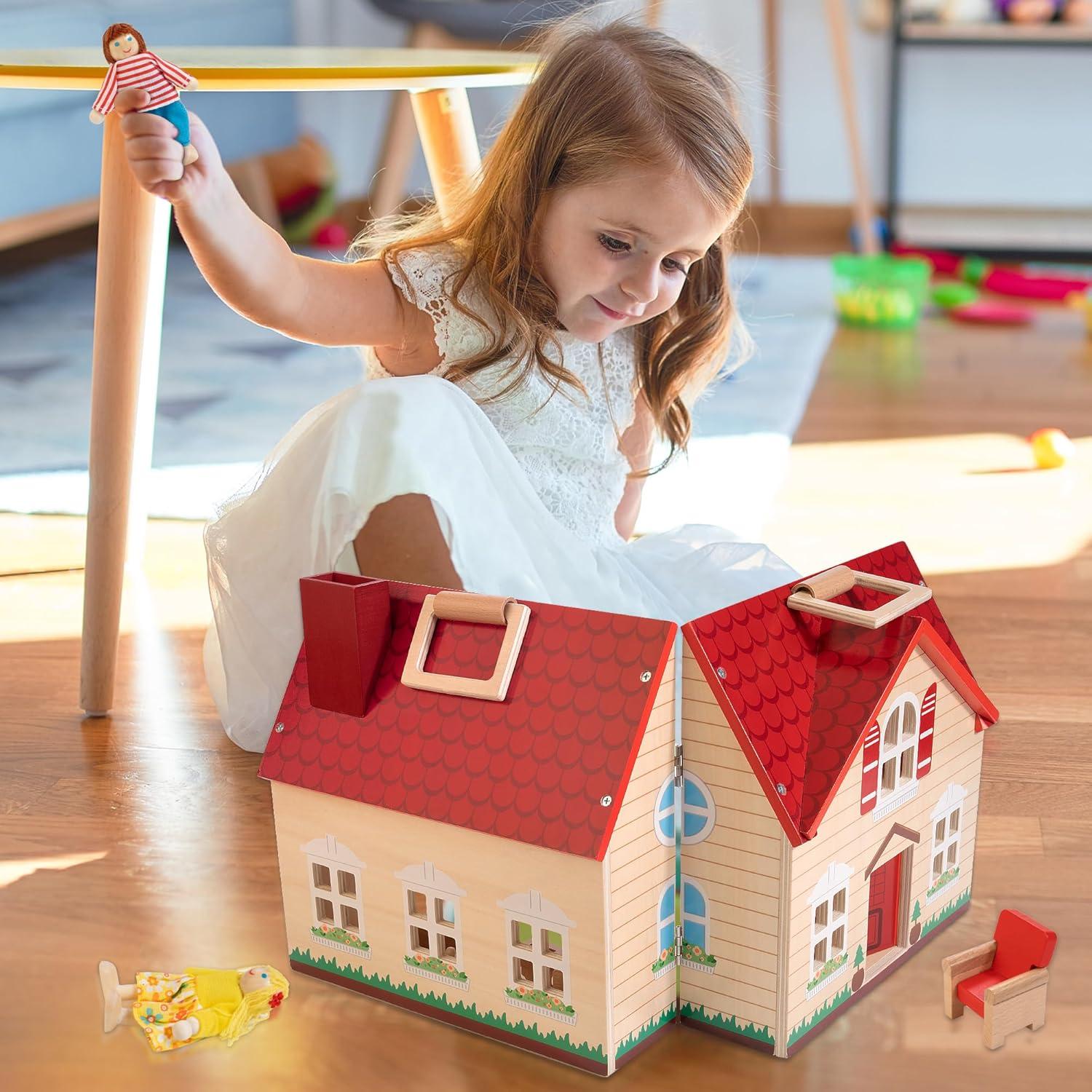 Casa de Muñecas de Madera Plegable ShenZhen 16 Piezas 30,99 cm