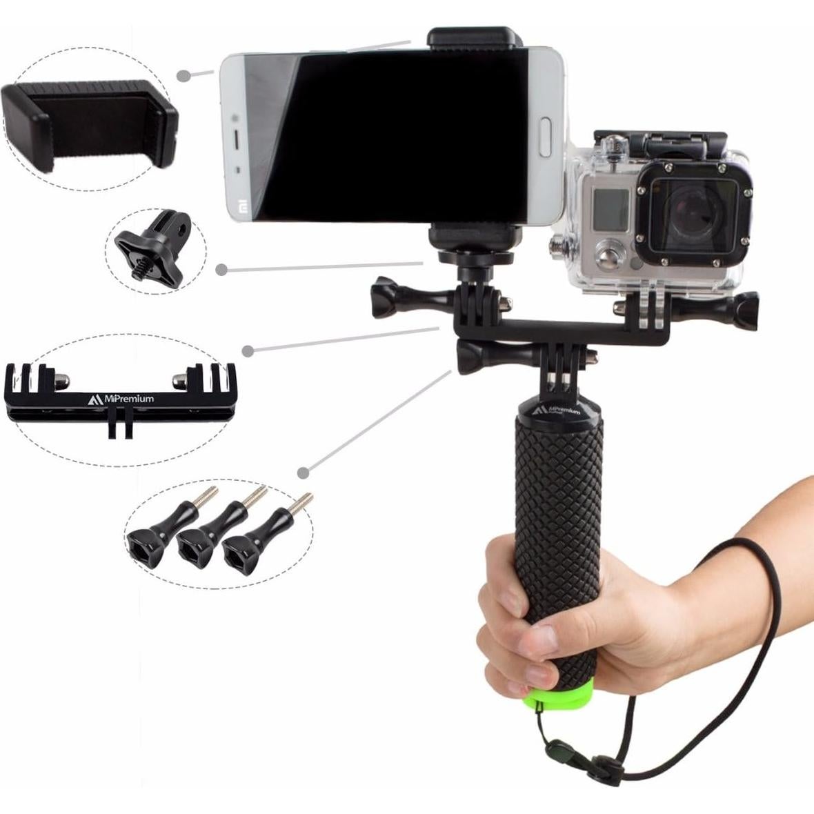 Kit de Montaje Doble MiPremium para GoPro y Smartphone