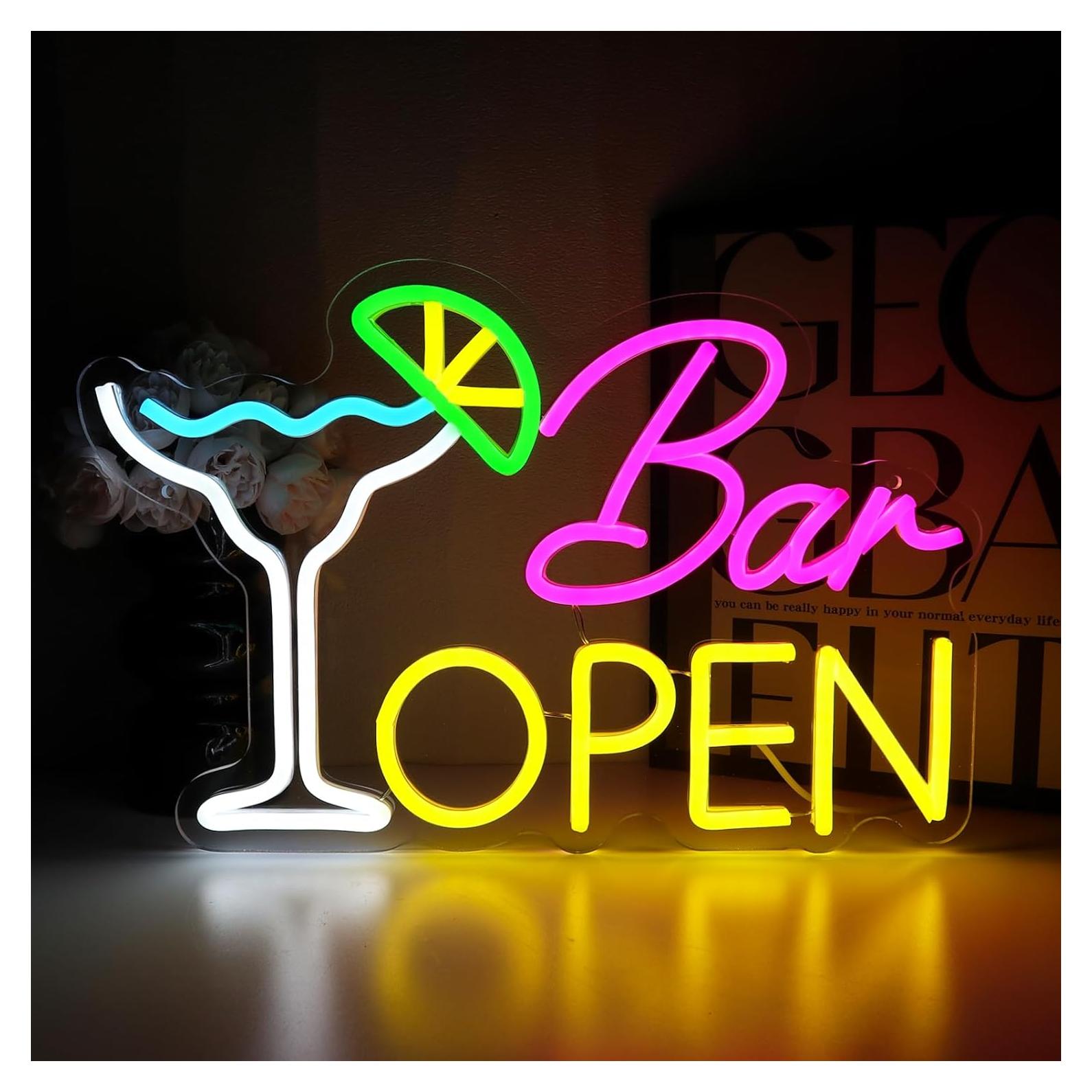 Cartel Abierto de Neón LED PMCVYH 40x26.5cm USB Dimmable
