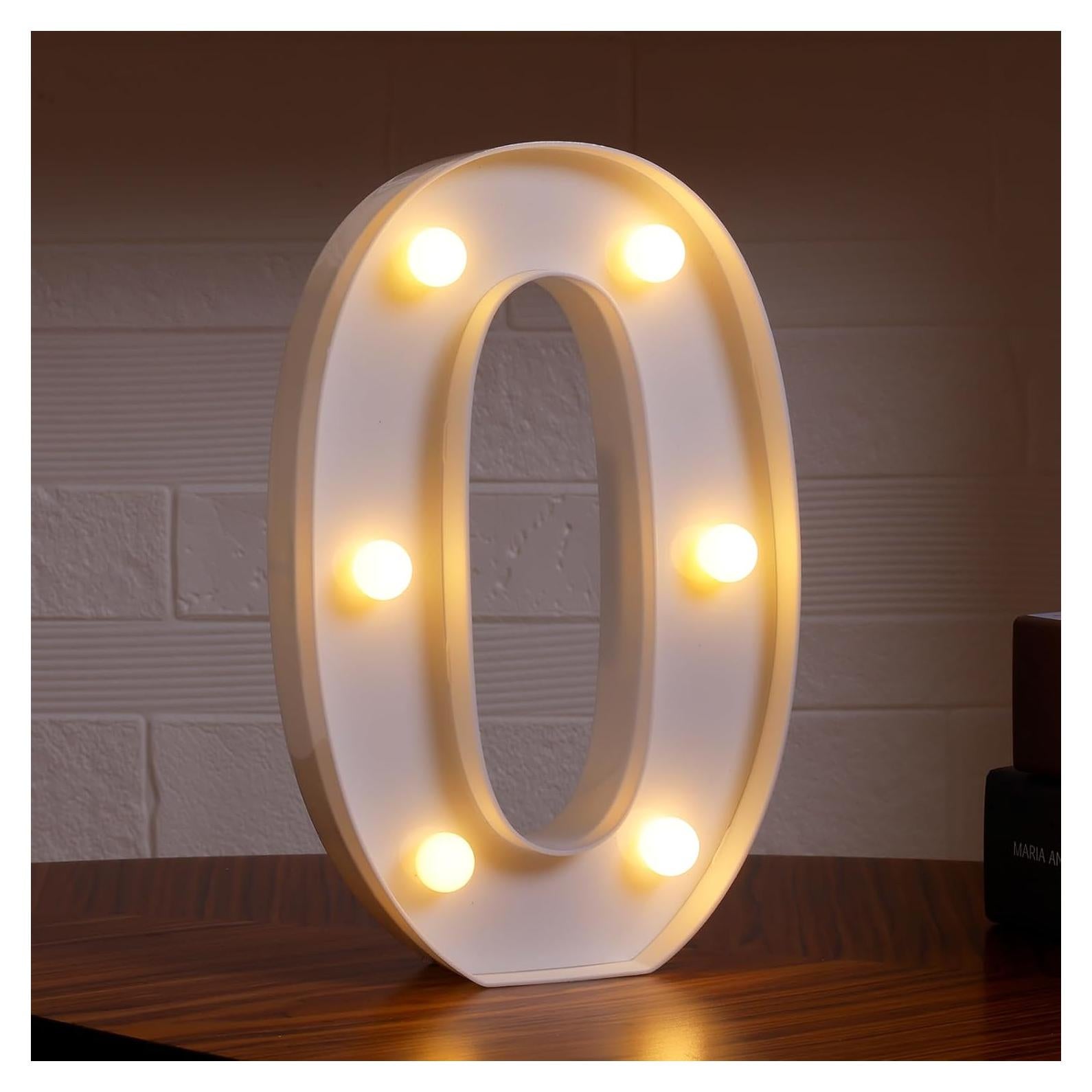 Números LED Iluminados DyingSwan 0 para Decoración de Fiestas