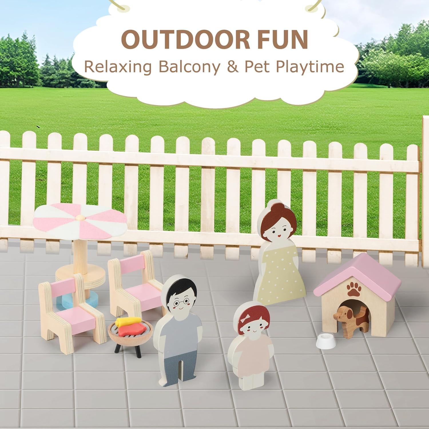 Juego de Muebles de Casa de Muñecas Pithfor 7 Habitaciones