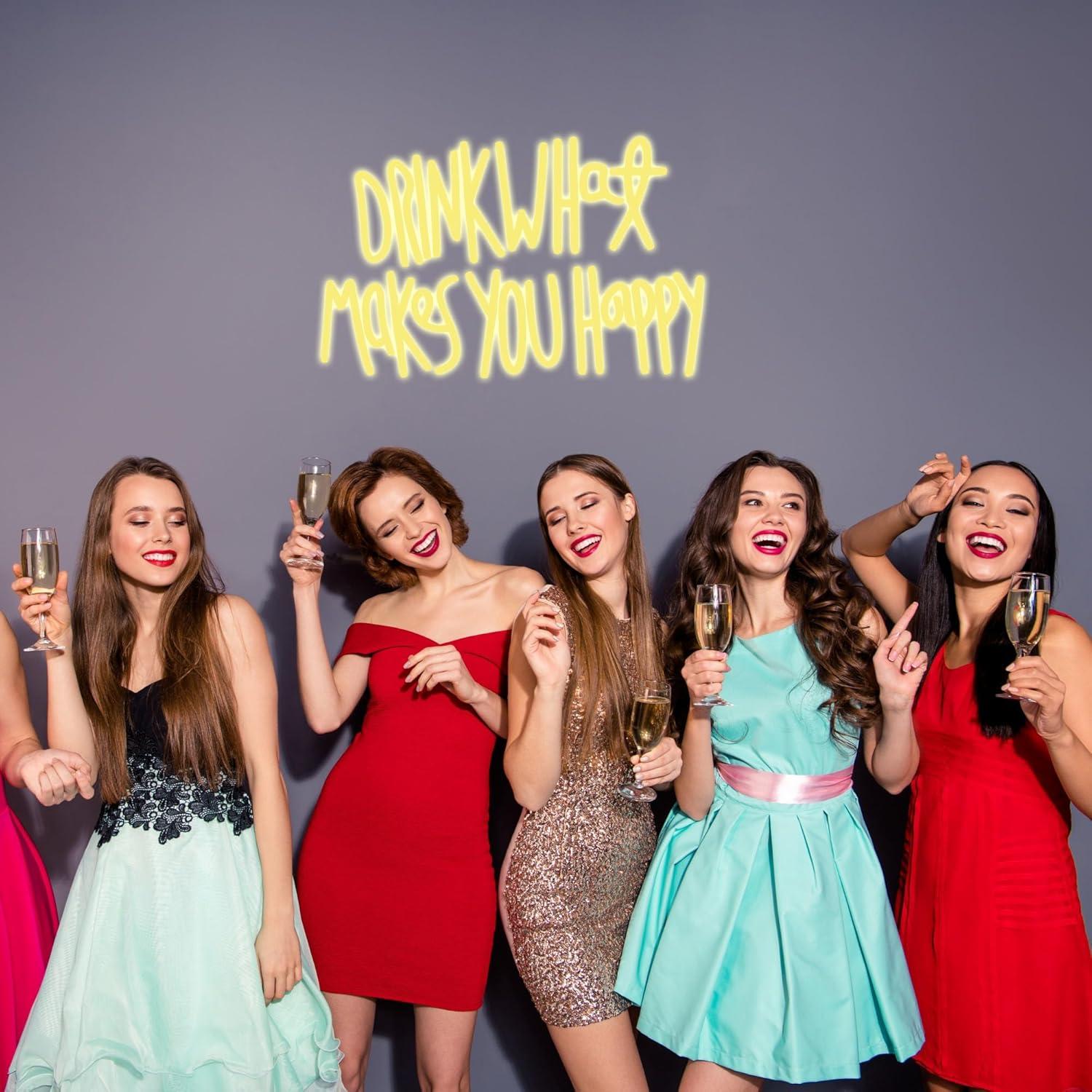 Letrero Neón Regulable 'Bebida Lo Que Te Hace Feliz' 43x28 cm