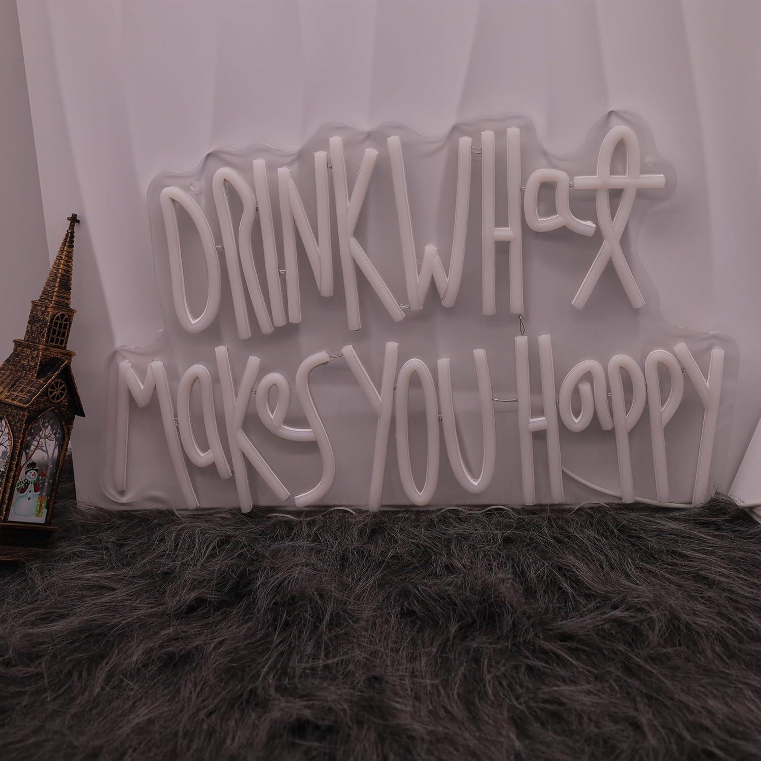 Letrero Neón Regulable 'Bebida Lo Que Te Hace Feliz' 43x28 cm