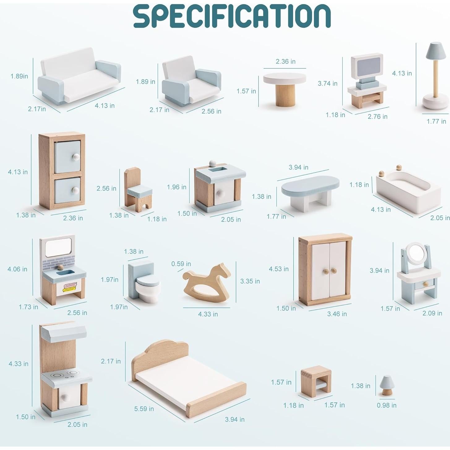 Juego de Muebles de Casa de Muñecas ROBOTIME 23 Piezas