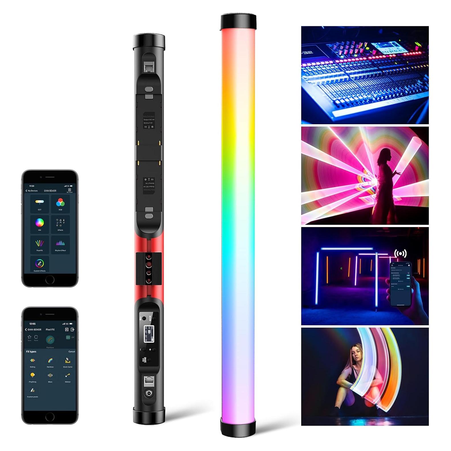 Luz de Varita Portátil GVM BD25R LED RGB 25W 61cm