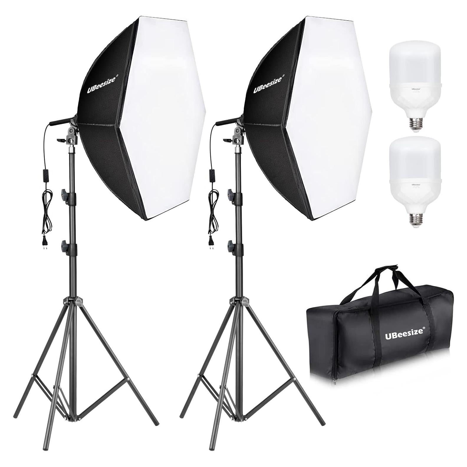 Kit de Iluminación Softbox UBeesize 30x30 cm con 2 Bombillas 40W