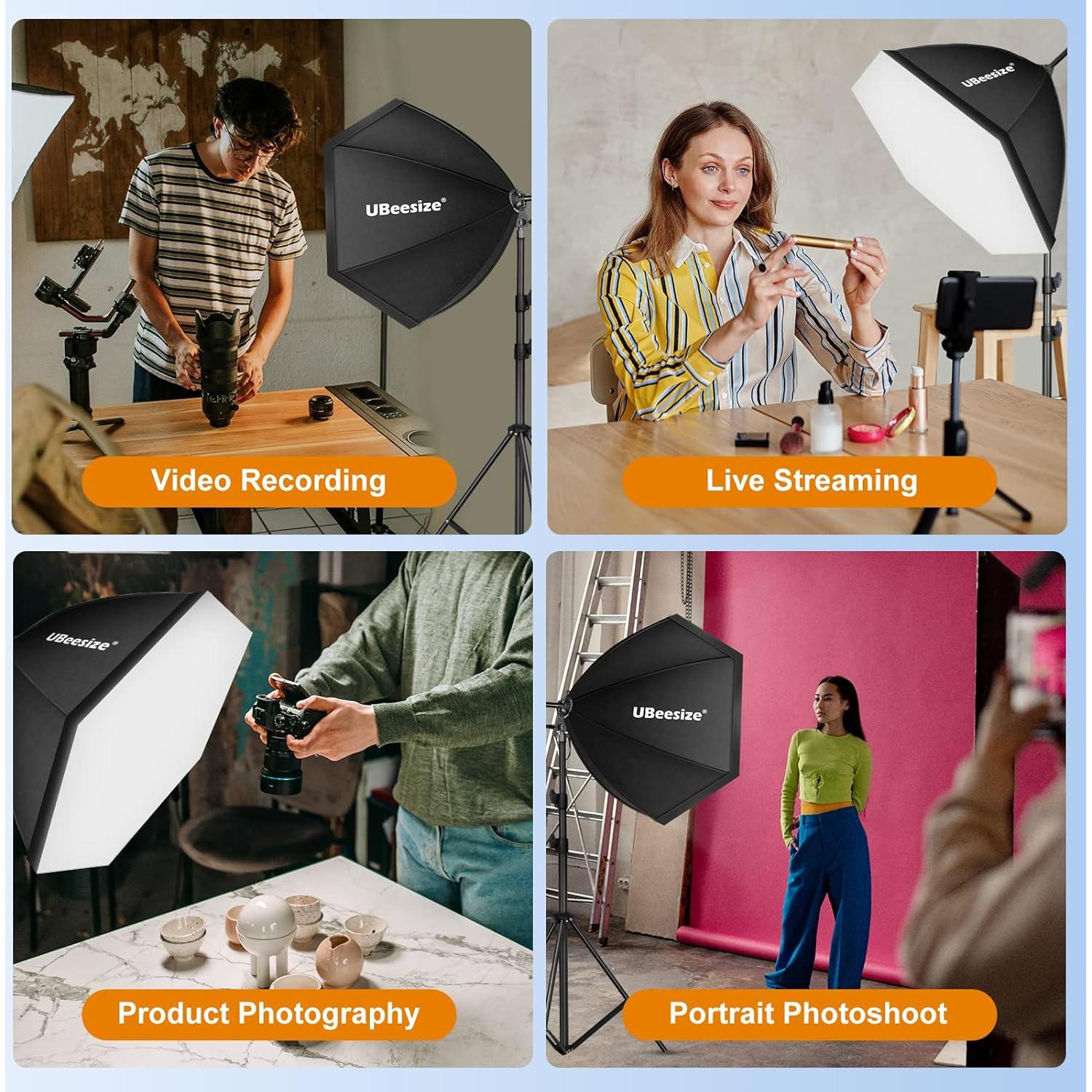 Kit de Iluminación Softbox UBeesize 30x30 cm con 2 Bombillas 40W