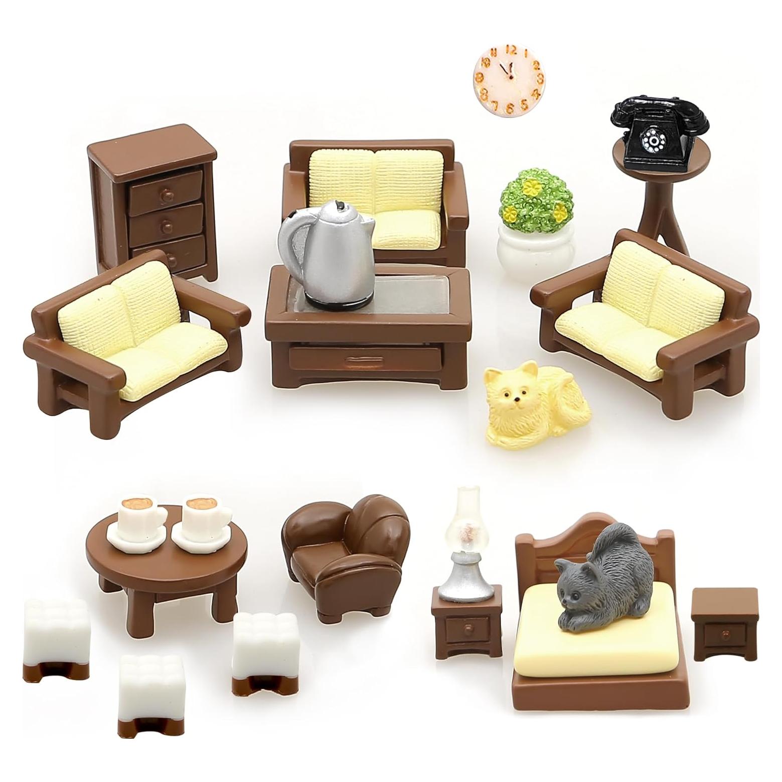 Kit de Muebles para Casa de Muñecas MOMOONNON 23 Piezas