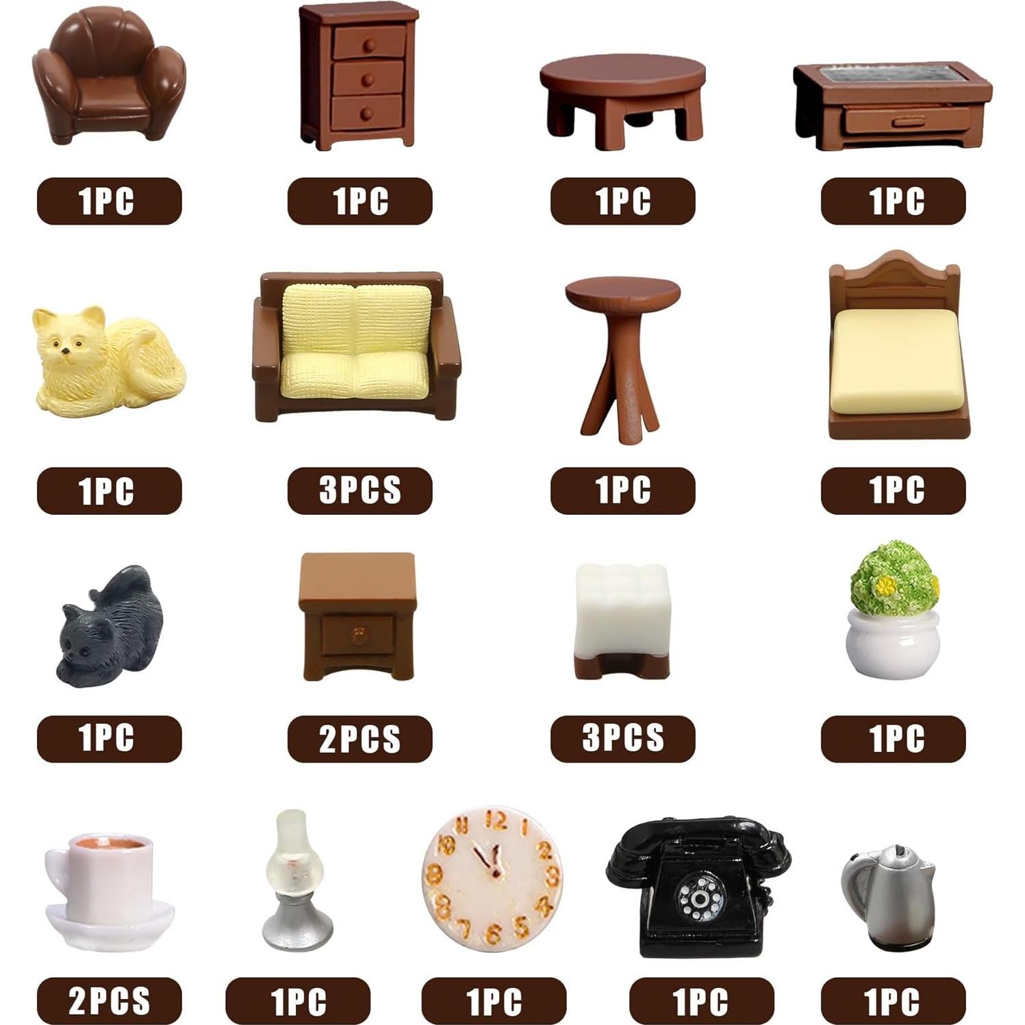 Kit de Muebles para Casa de Muñecas MOMOONNON 23 Piezas
