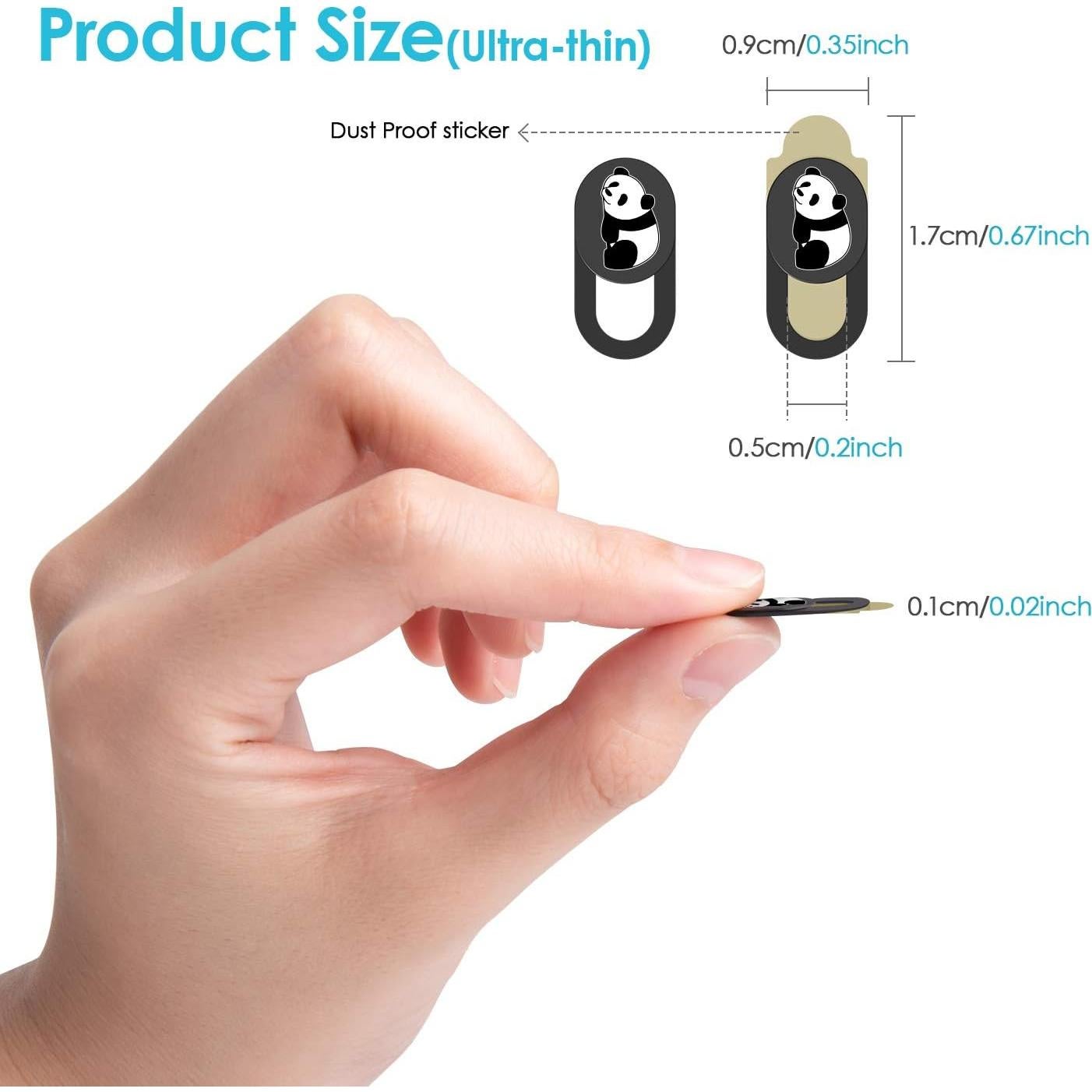 Cubierta deslizante para cámara de laptop HKDGYHON Panda Negra