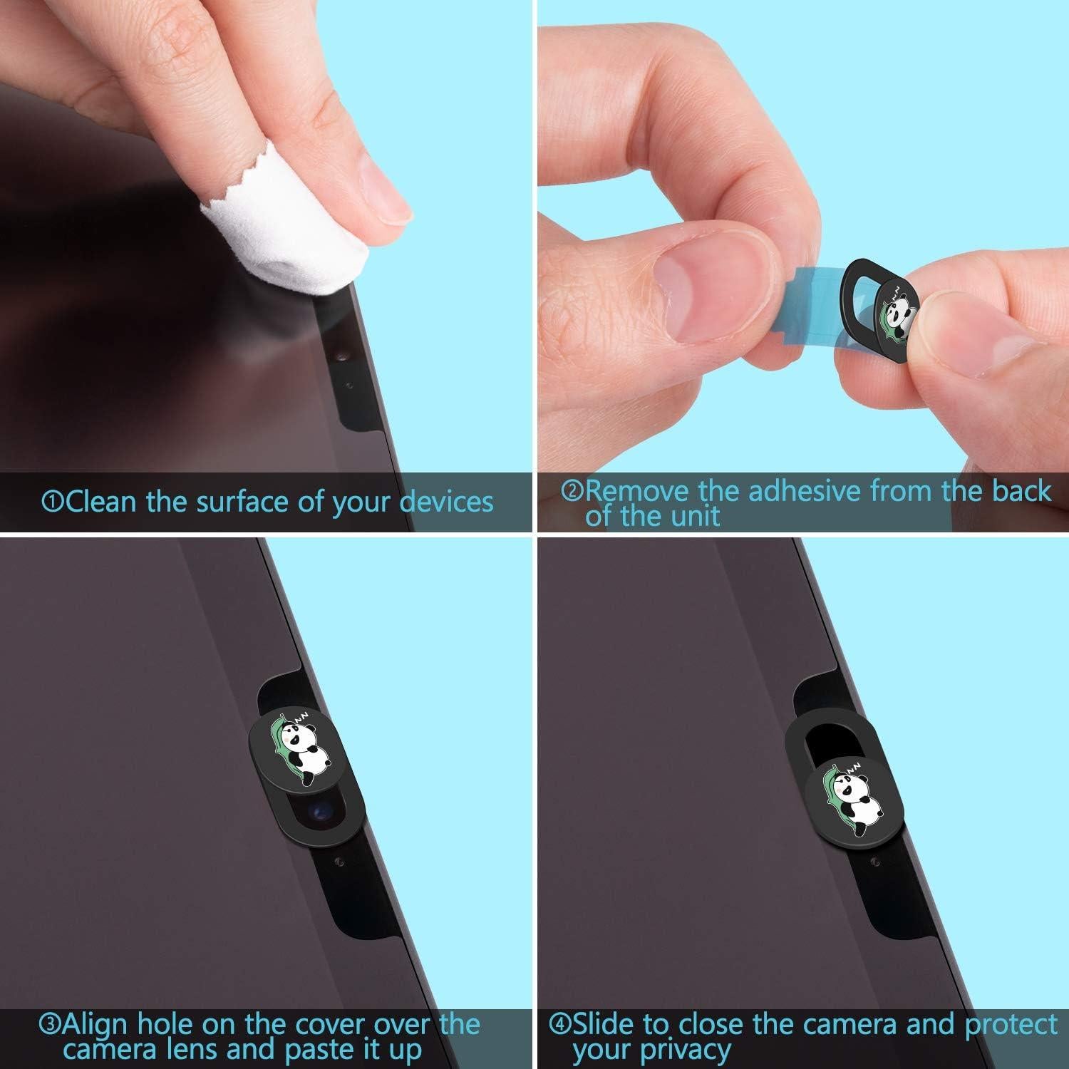 Cubierta deslizante para cámara de laptop HKDGYHON Panda Negra