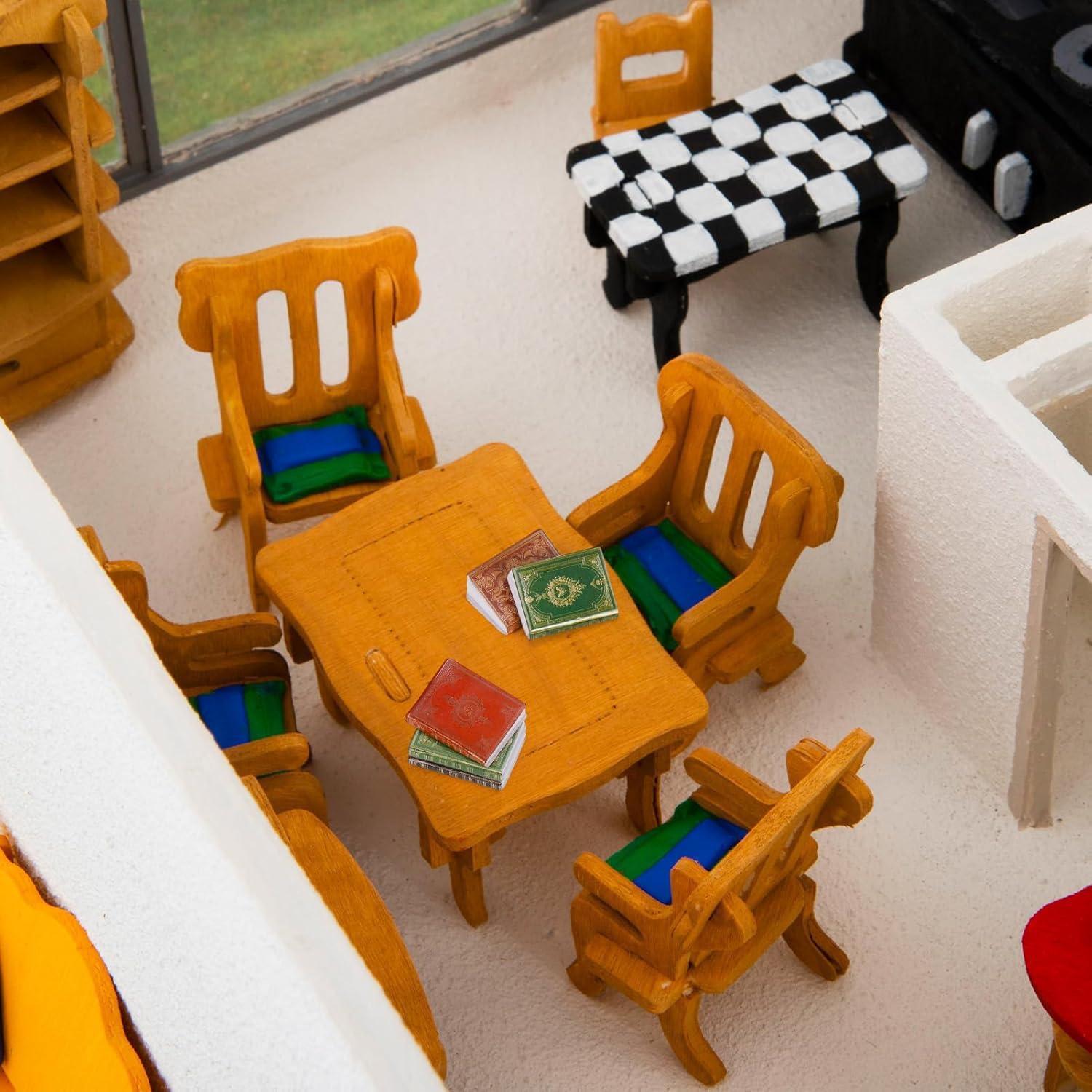 36 Mini Libros y Estantería de Madera para Casa de Muñecas