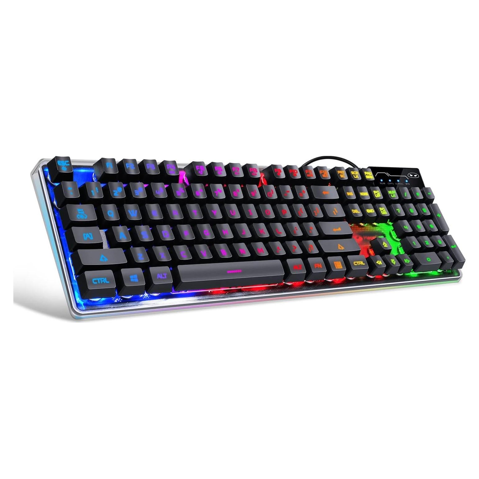 Teclado Gaming MageGee K1 LED Arcoíris 104 Teclas Ergonómico