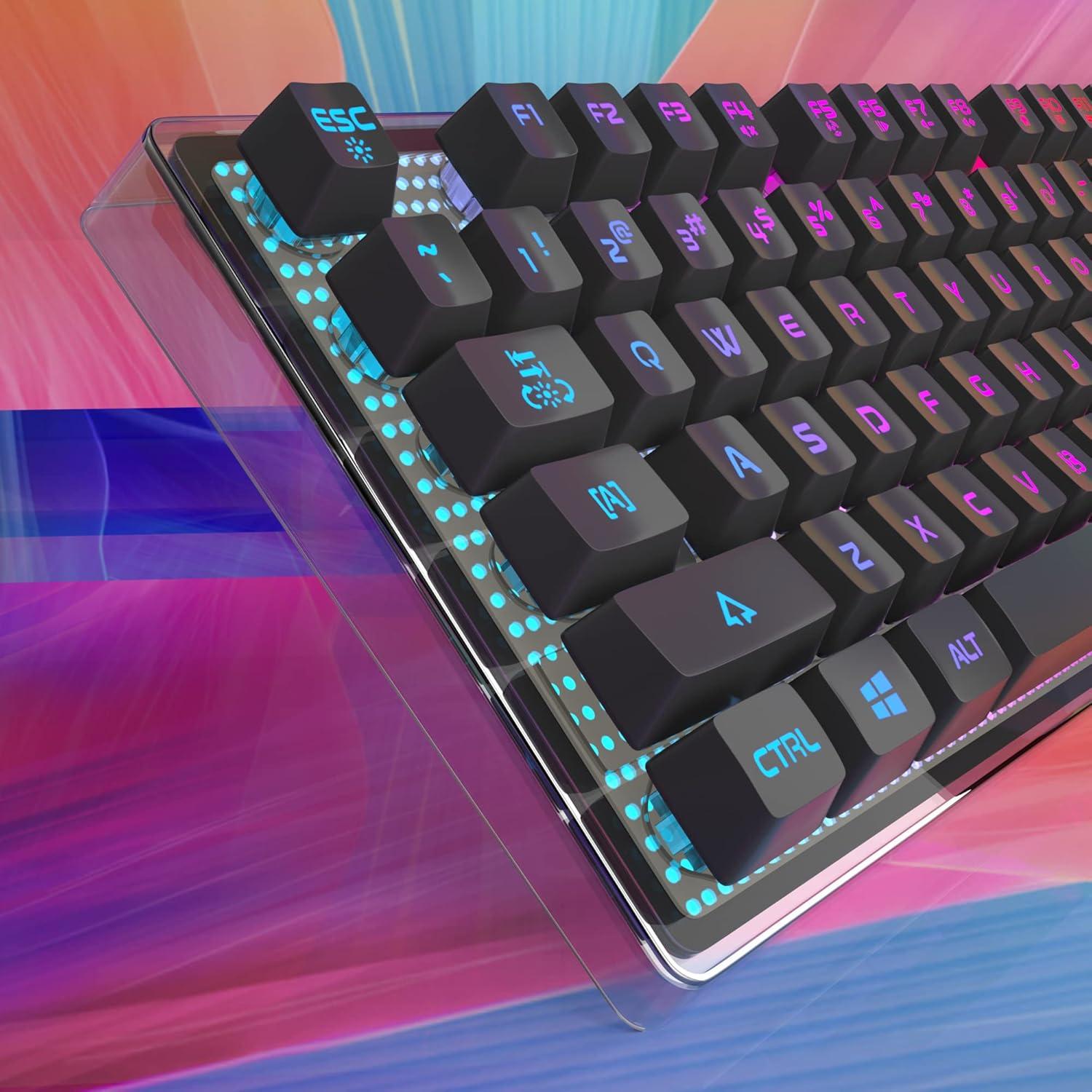 Teclado Gaming MageGee K1 LED Arcoíris 104 Teclas Ergonómico