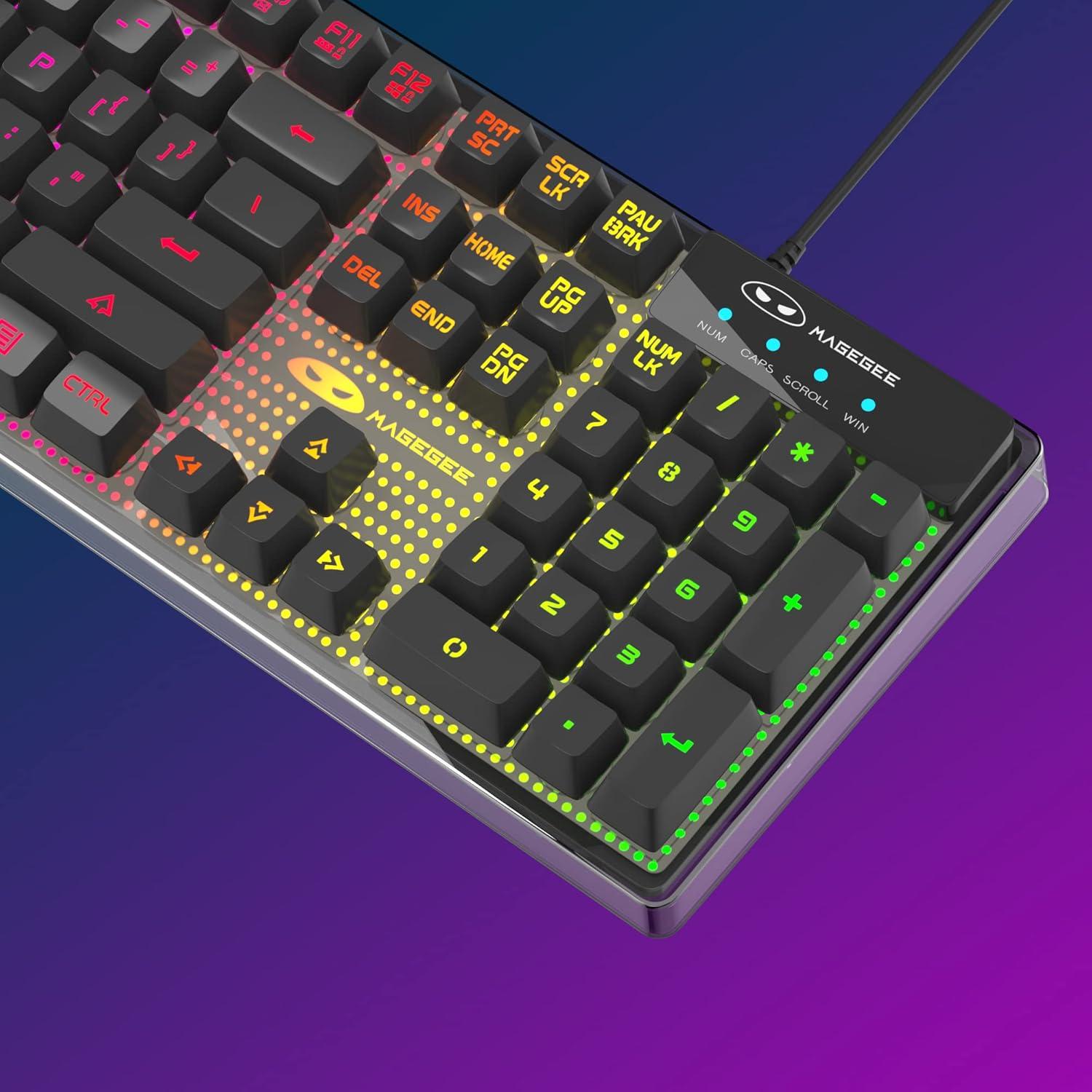 Teclado Gaming MageGee K1 LED Arcoíris 104 Teclas Ergonómico