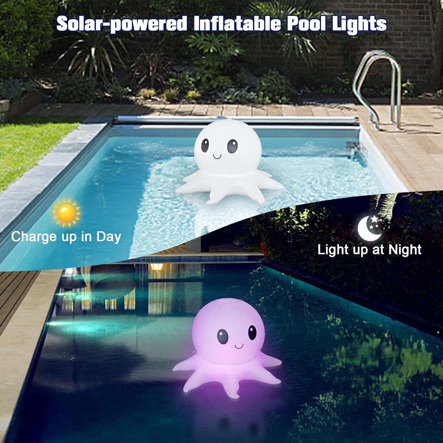 Luces Flotantes Solares Qoolife Pulpo Inflables 38cm Control Remoto