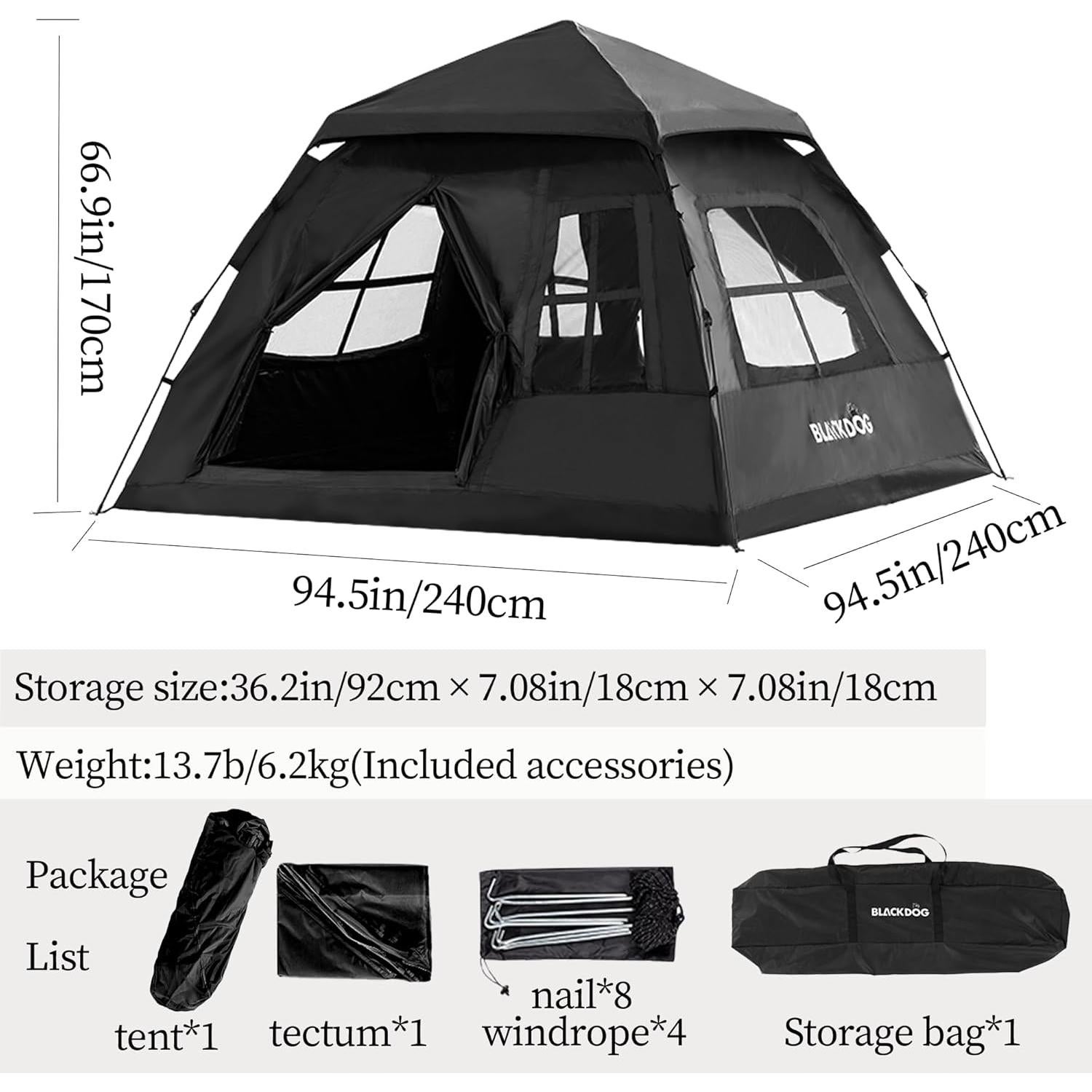 Tienda de Camping Windhike 5-8 Personas Impermeable UPF50+