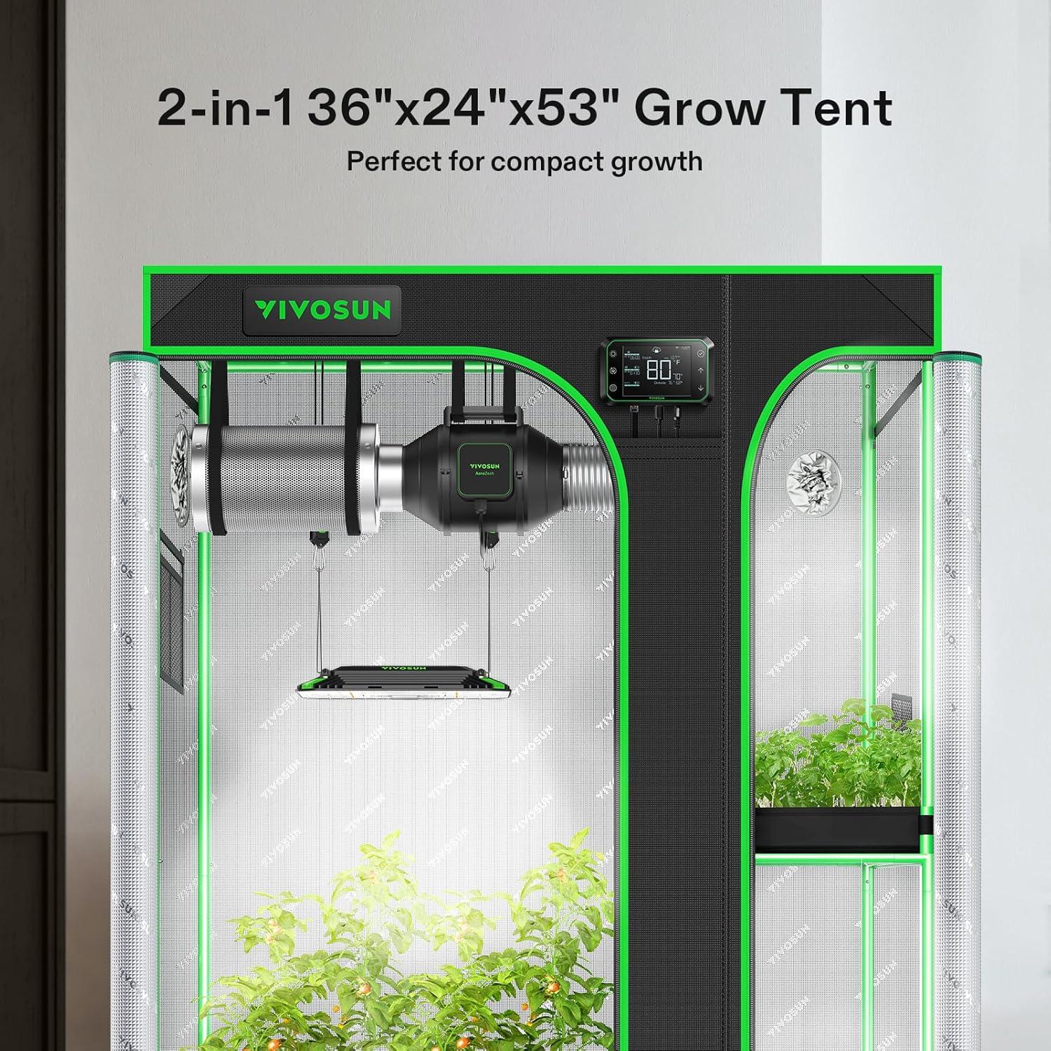 Carpa de Cultivo VIVOSUN 2-en-1 91.4x61x134.6cm Mylar