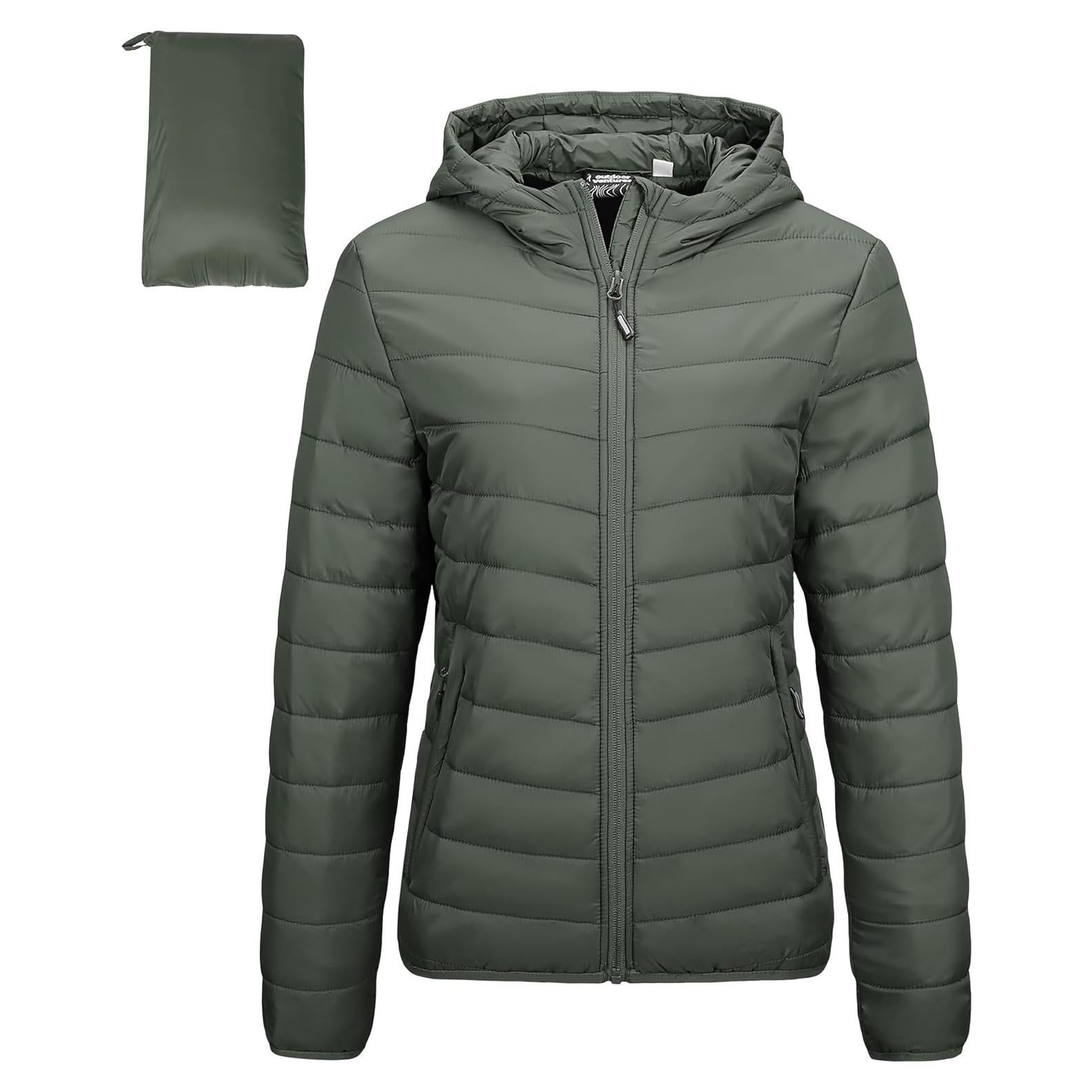Chaqueta Puffer Ligera Outdoor Ventures para Mujeres Verde