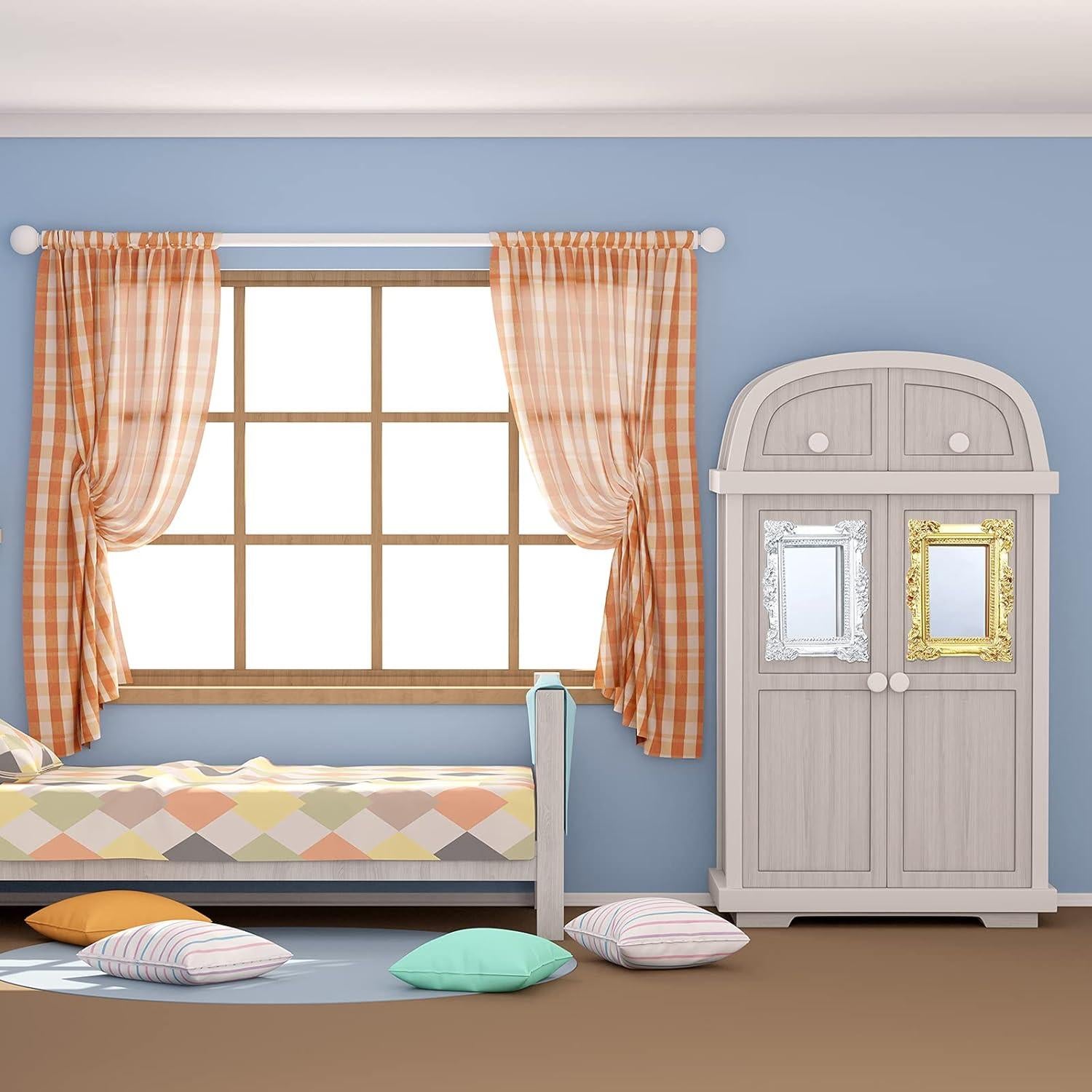 5 Espejos Miniatura Casa de Muñecas Skylety Dorado Plateado