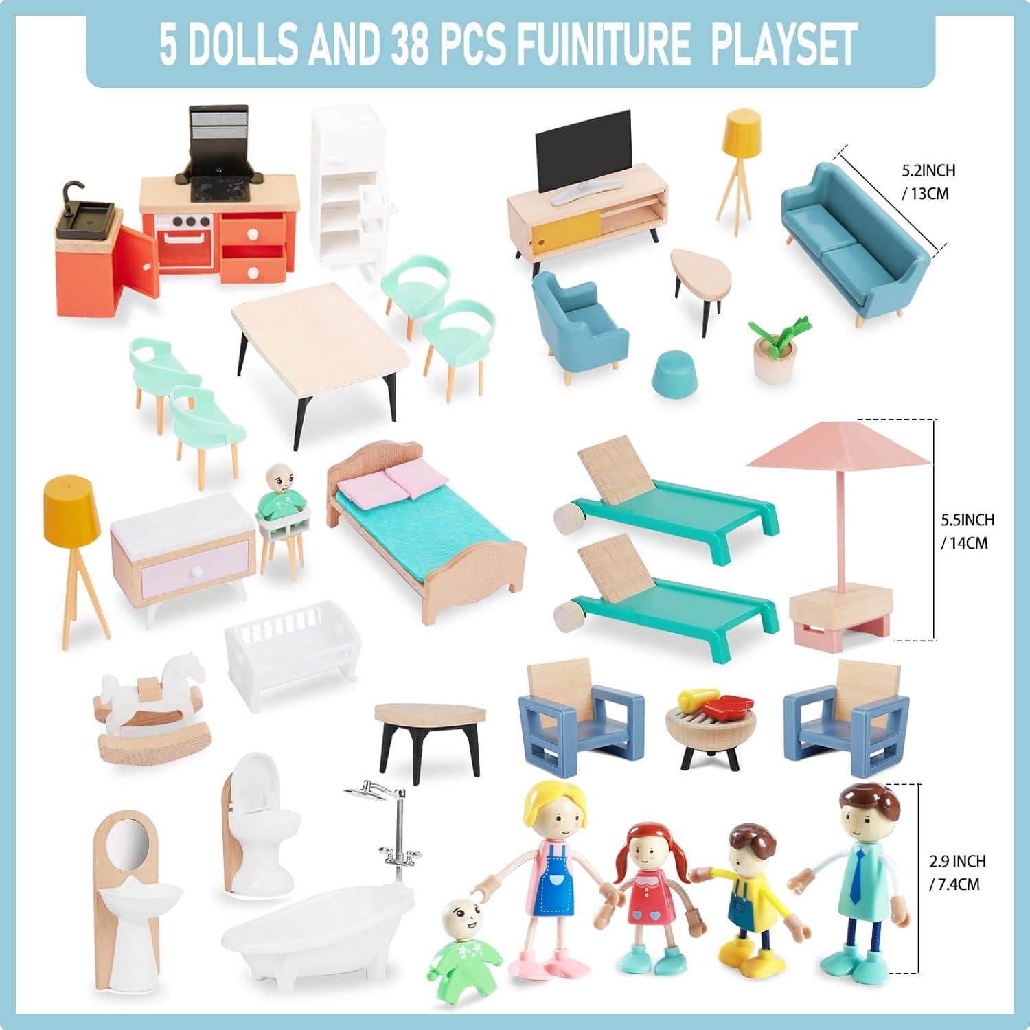 Juego de Muebles Casa de Muñecas 43 Piezas Beijng Feize