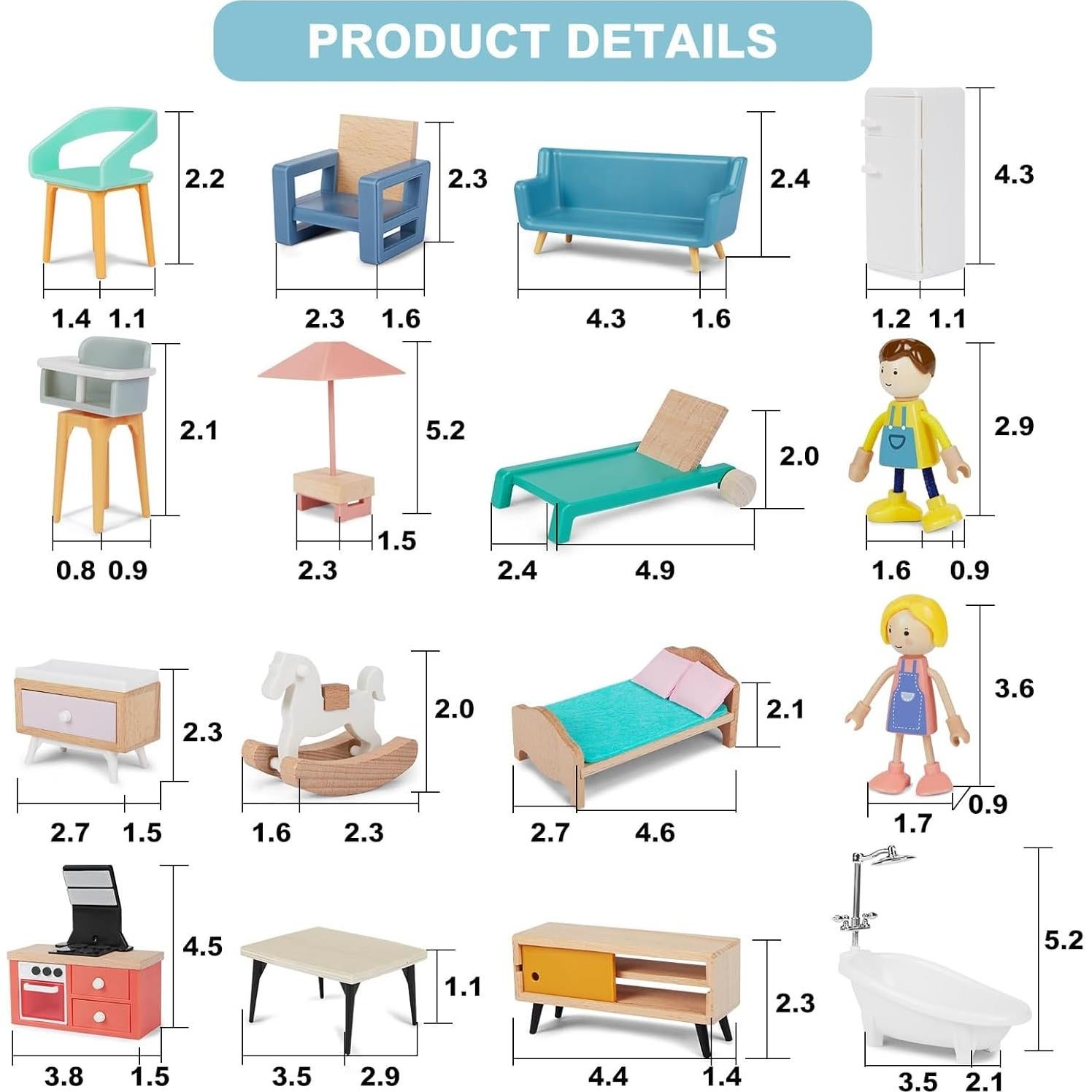 Juego de Muebles Casa de Muñecas 43 Piezas Beijng Feize