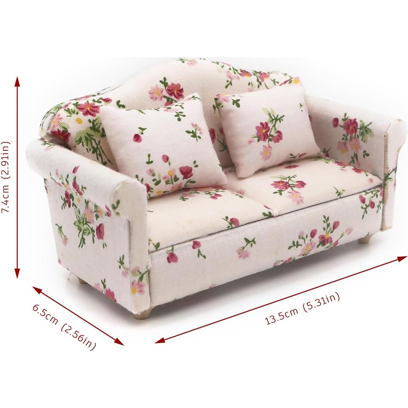 Juego de Muebles de Sofá Miniatura 1:12 Minamzee 16 Piezas