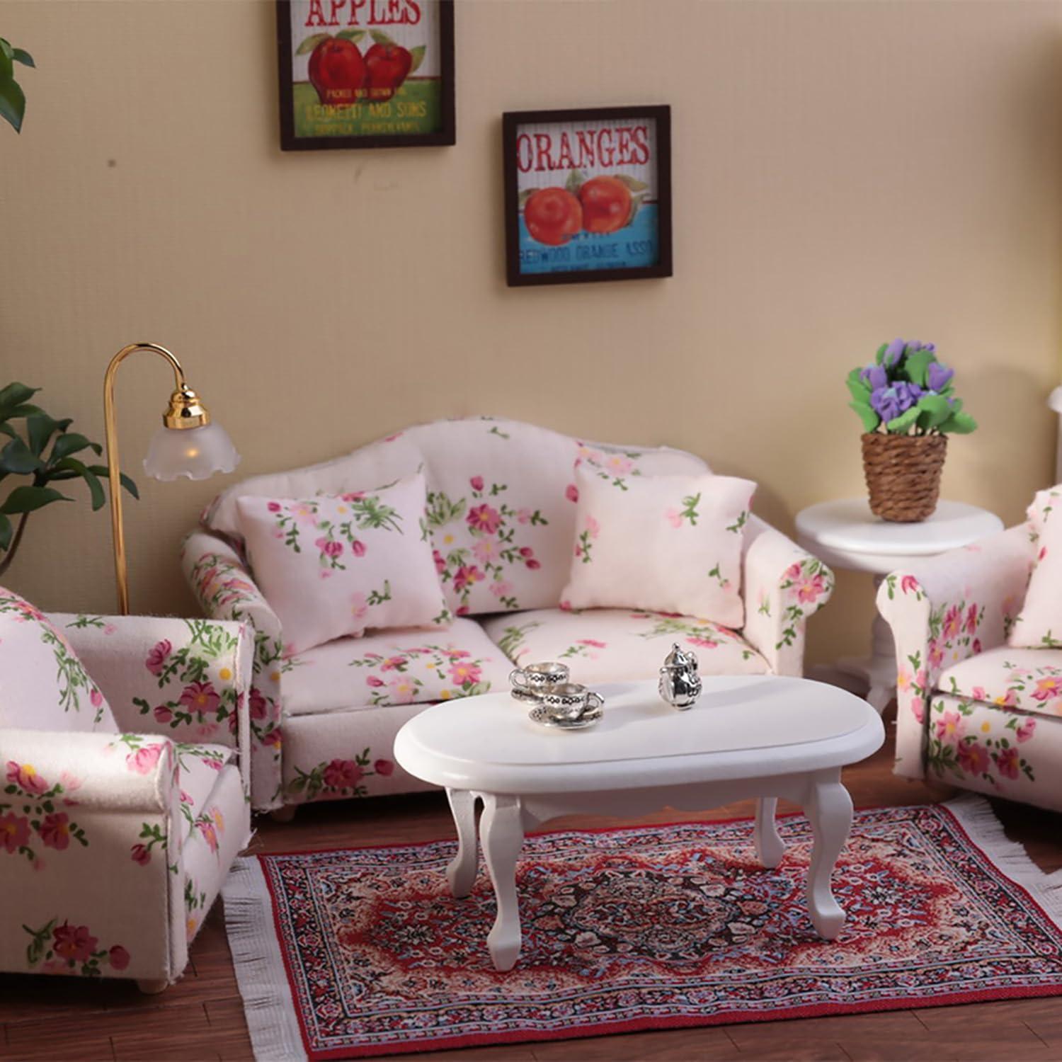 Juego de Muebles de Sofá Miniatura 1:12 Minamzee 16 Piezas