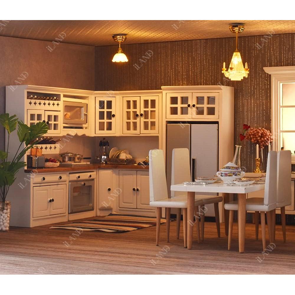 Conjunto de Cocina de Muñecas iLAND 1/12 Madera Blanca