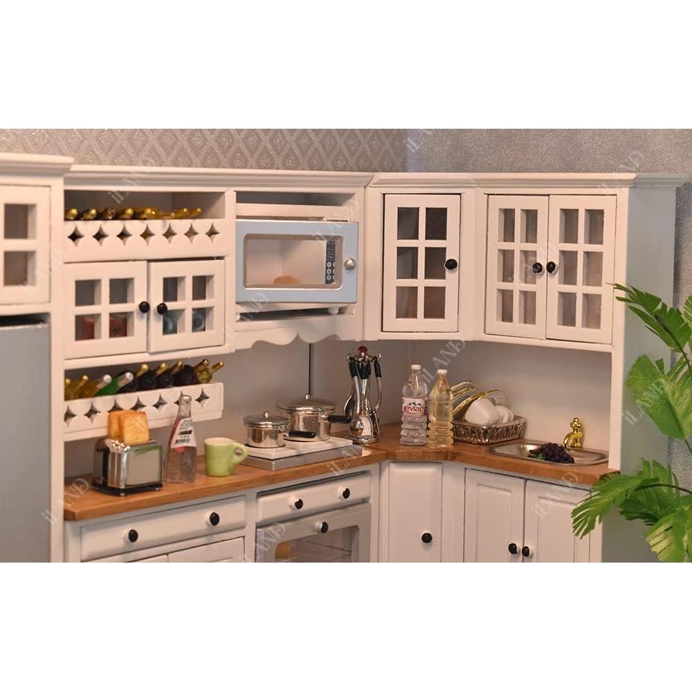 Conjunto de Cocina de Muñecas iLAND 1/12 Madera Blanca