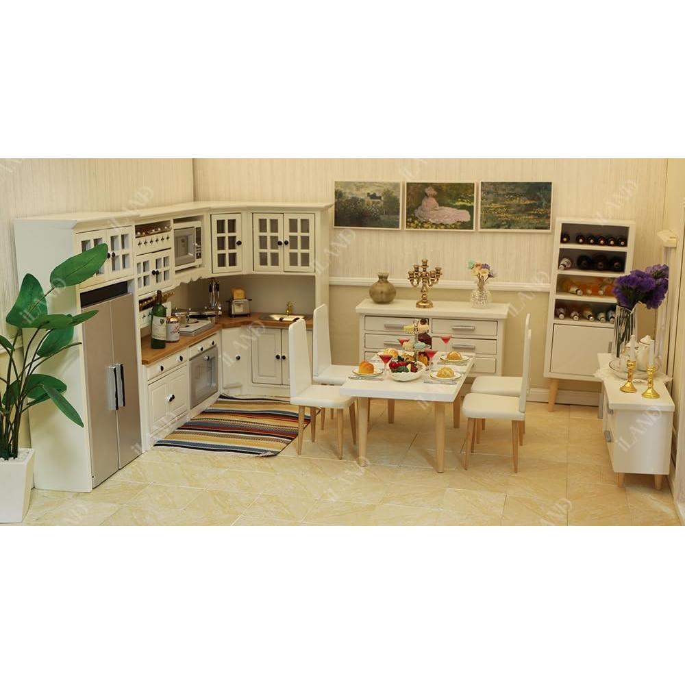Conjunto de Cocina de Muñecas iLAND 1/12 Madera Blanca