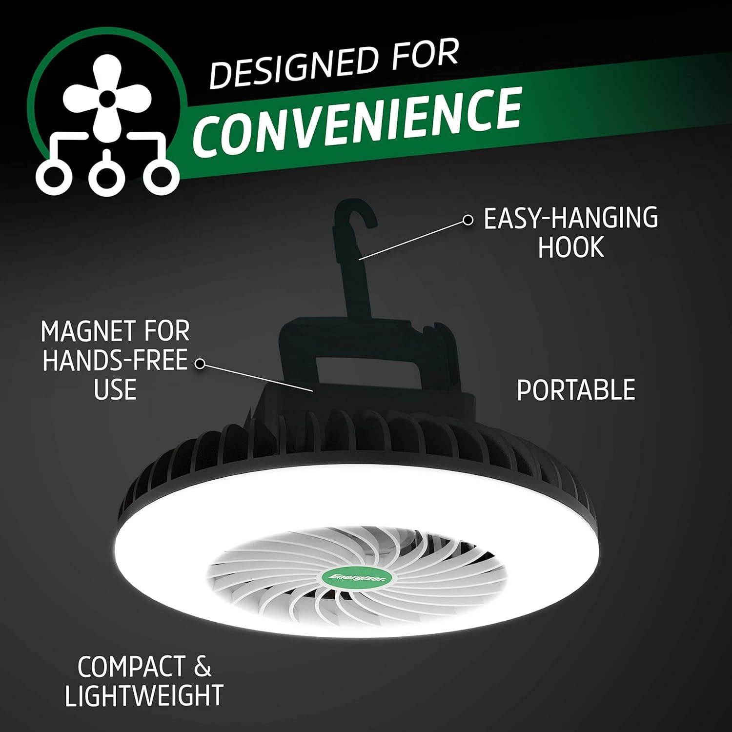 Linterna Ventilador Energizer para Camping 500 Lúmenes Recargable