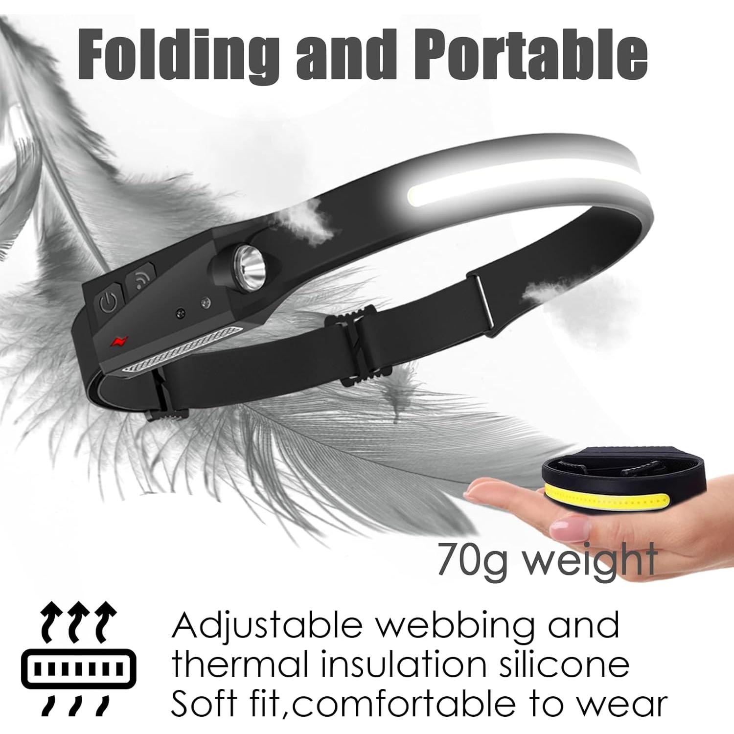 Linterna Frontal CATO LED COB Recargable USB Impermeable