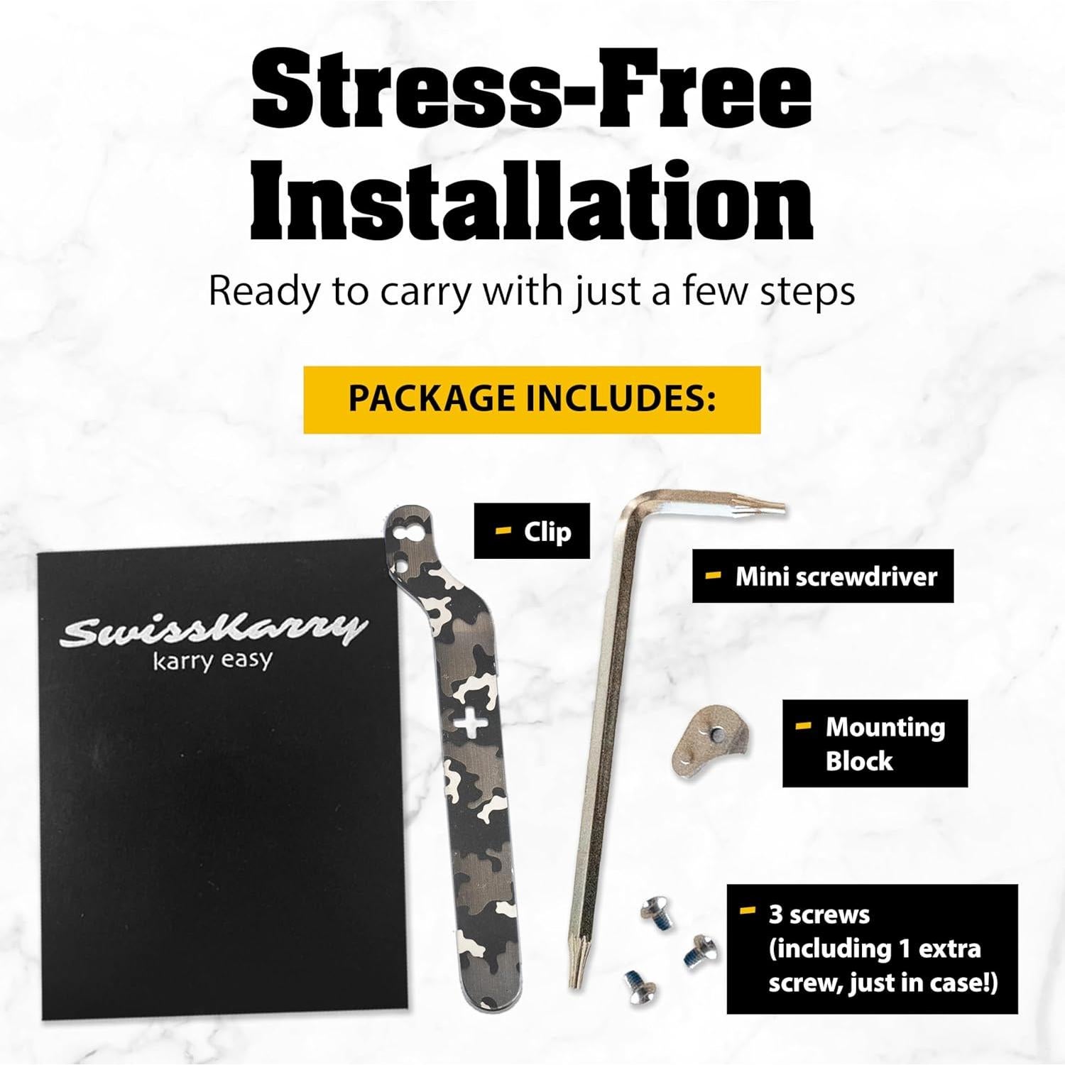 Clip SwissKarry Donk! Camo Negro para Cuchillo Suizo 91mm