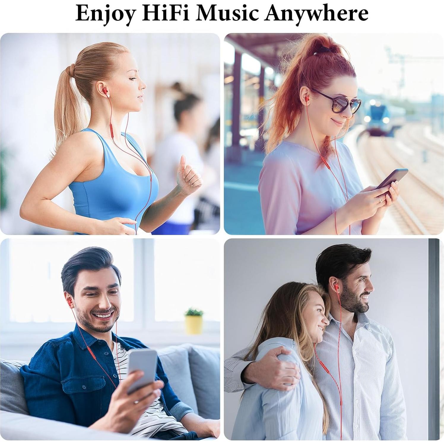 Auriculares USB C APETOO HiFi Estéreo con Micrófono Rojo