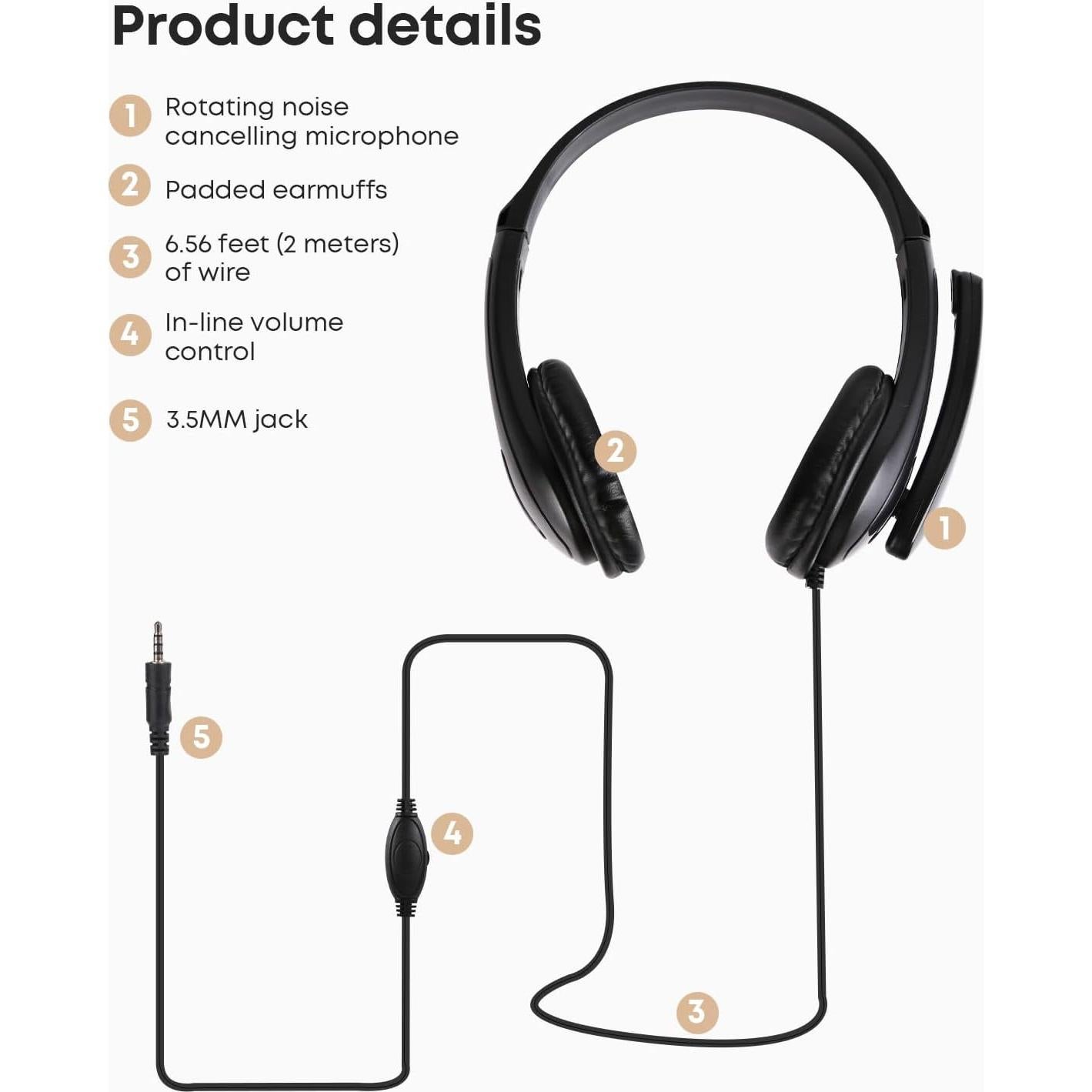 Auriculares KLOJIM HSC-1 con micrófono 3.5mm - Negro