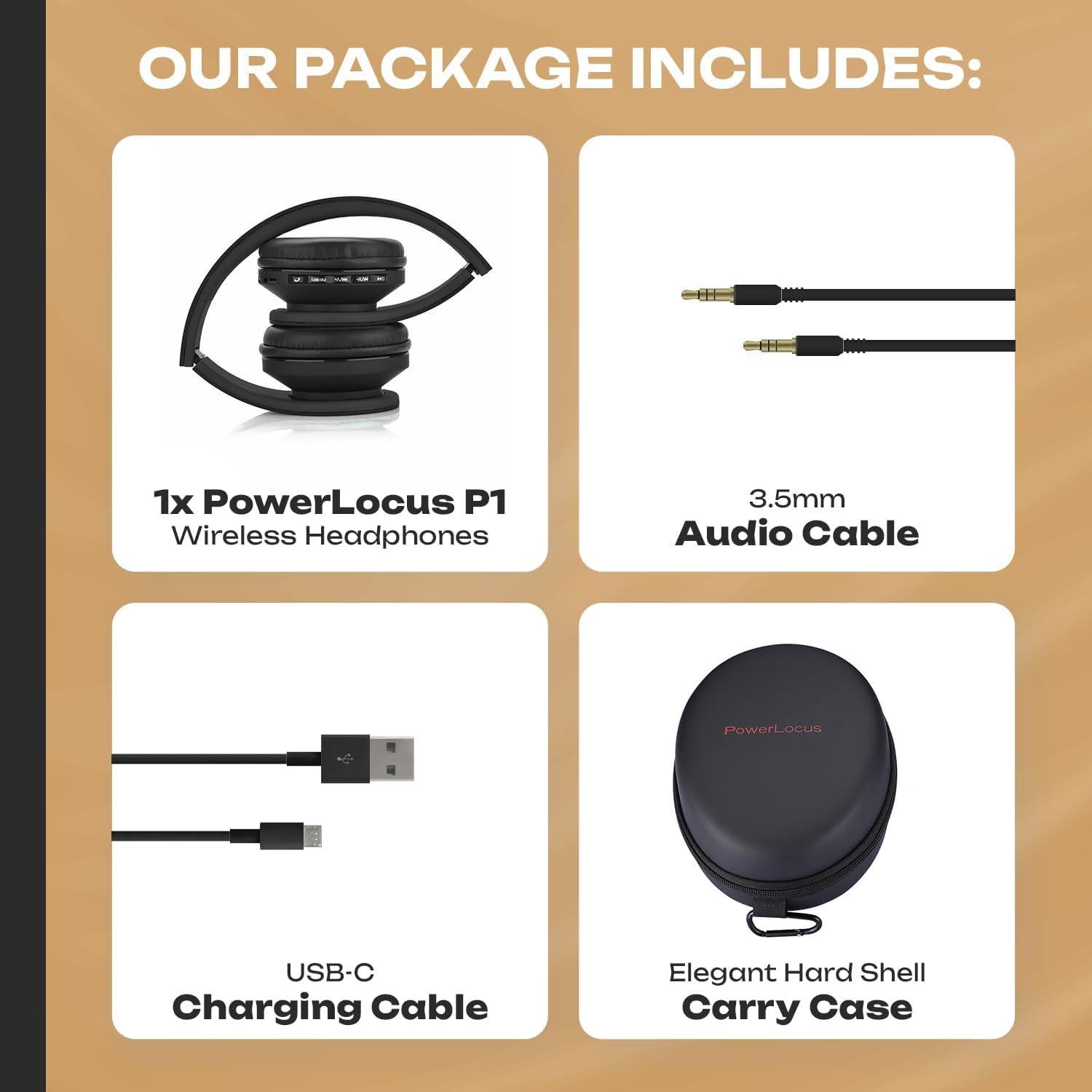 Auriculares Inalámbricos Bluetooth PowerLocus P1 Over-Ear Negro