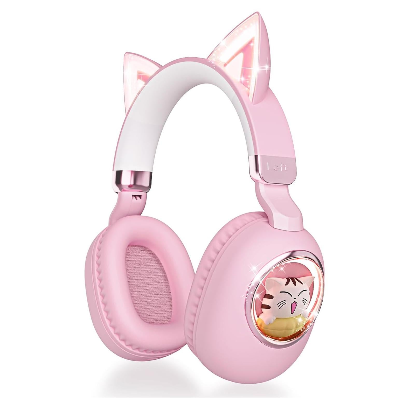 Auriculares Inalámbricos para Niños Esonstyle S21 Rosa - Bluetooth 5.4, Cancelación de Ruido, Volumen Seguro 85dB