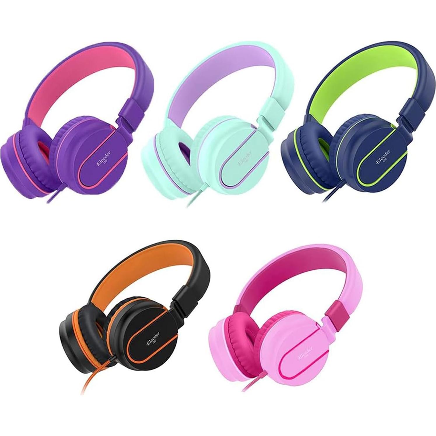 ELECDER i36 Kids Headphones Children Girls Boys Teens Foldable Adjustable On Ear Headphones 3.5mm Jack Compatible Cellphones Computer Kindle MP3/4 School Tablet Pink/Rose
