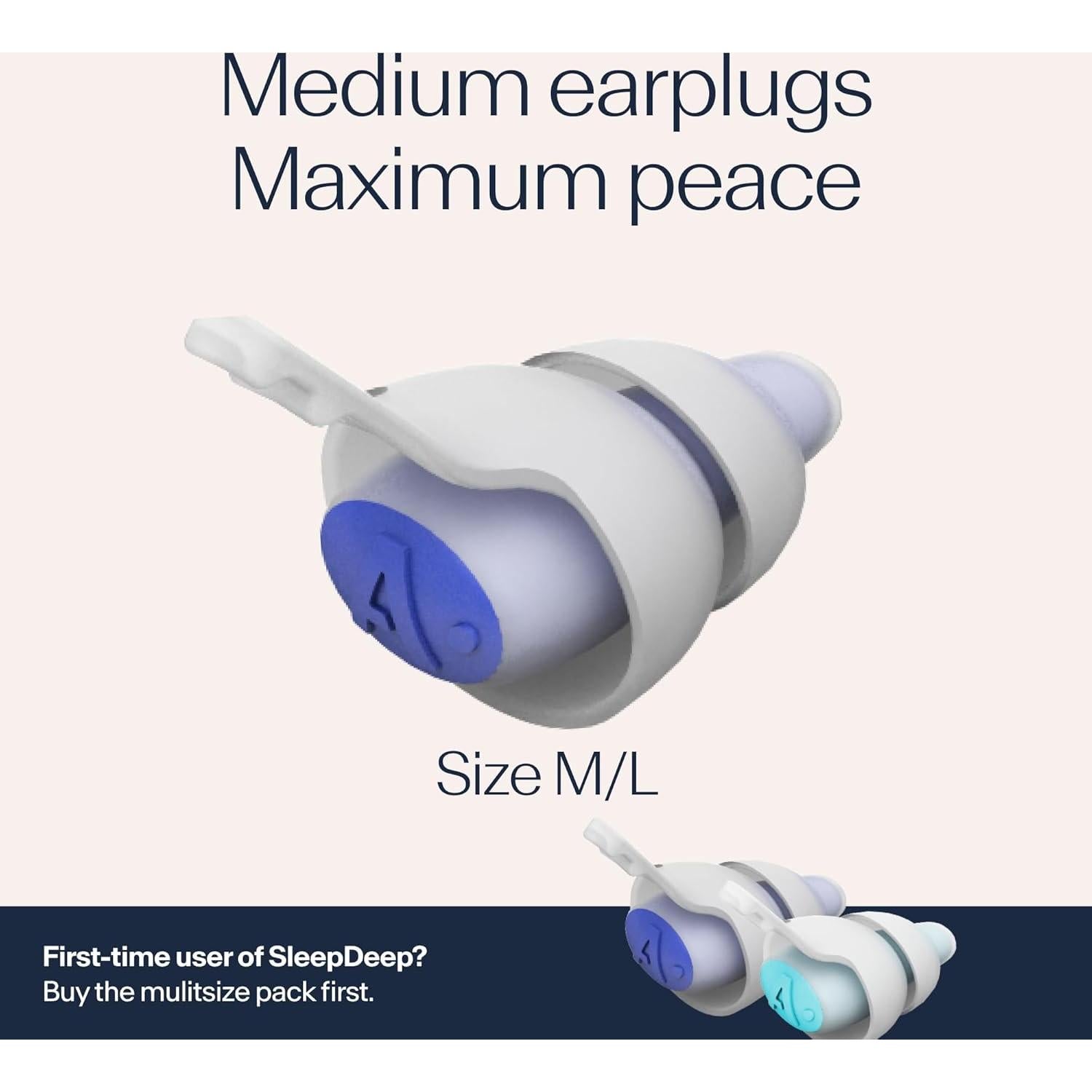 Alpine SleepDeep - Soft Ear Plugs for Sleeping and Concentration - New 3D Oval Shape and Noise Reducing Gel for Better Attenuation - 27 dB - Ideal for Side Sleeper - 1-Pair Reusable: M/L White