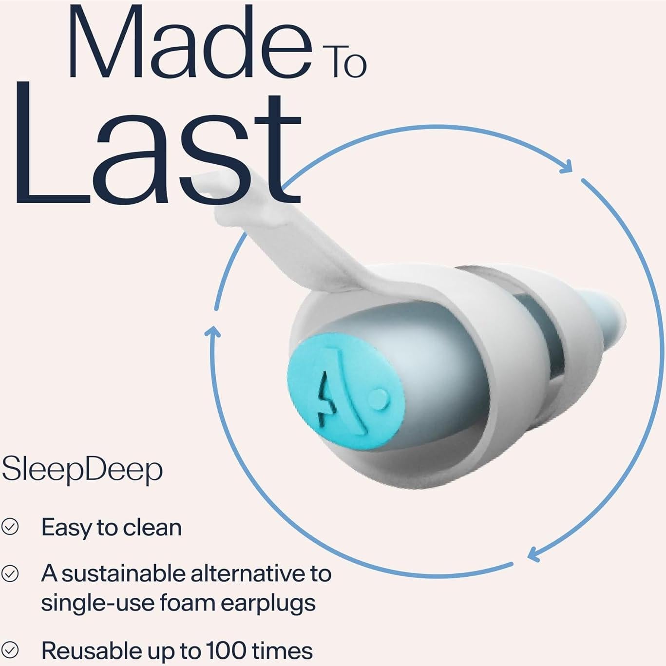 Alpine SleepDeep - Soft Ear Plugs for Sleeping and Concentration - New 3D Oval Shape and Noise Reducing Gel for Better Attenuation - 27 dB - Ideal for Side Sleeper - 1-Pair Reusable: M/L White