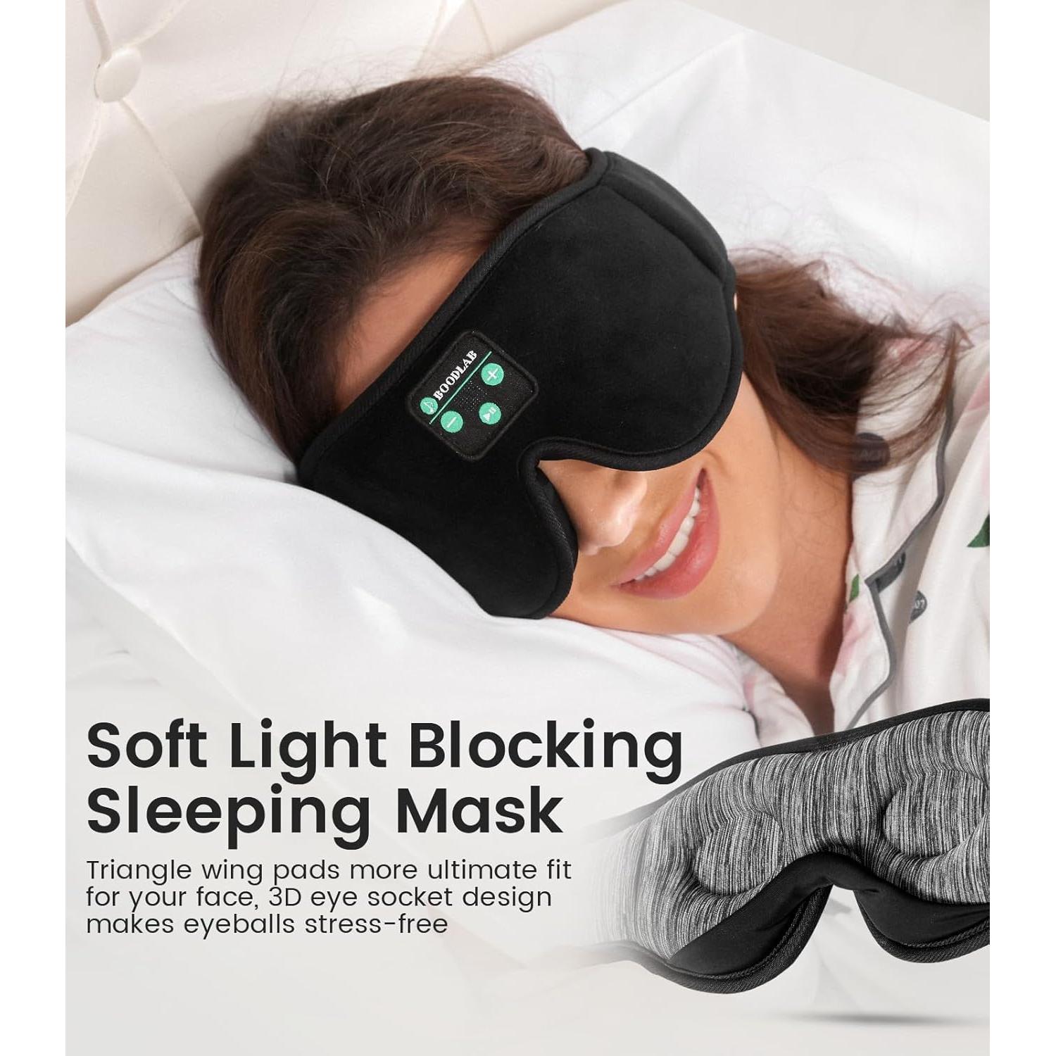 Sleep Headphones Bluetooth Sleep Mask, Sleep Mask with Bluetooth Headphones, Bluetooth Eye Mask for Sleeping with Adjustable Stereo Speakers Microphone Handsfree, Cool Gadgets Gift for Women